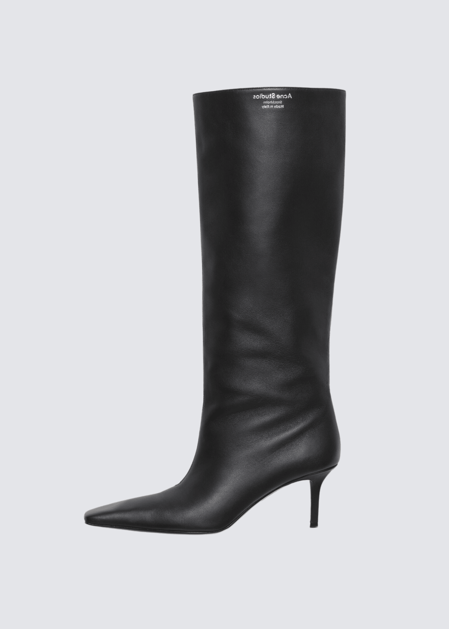 Black leather heeled boots online