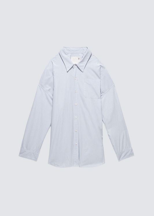 Drop Neck, Blue/White Pinstripe, Oxford Shirt