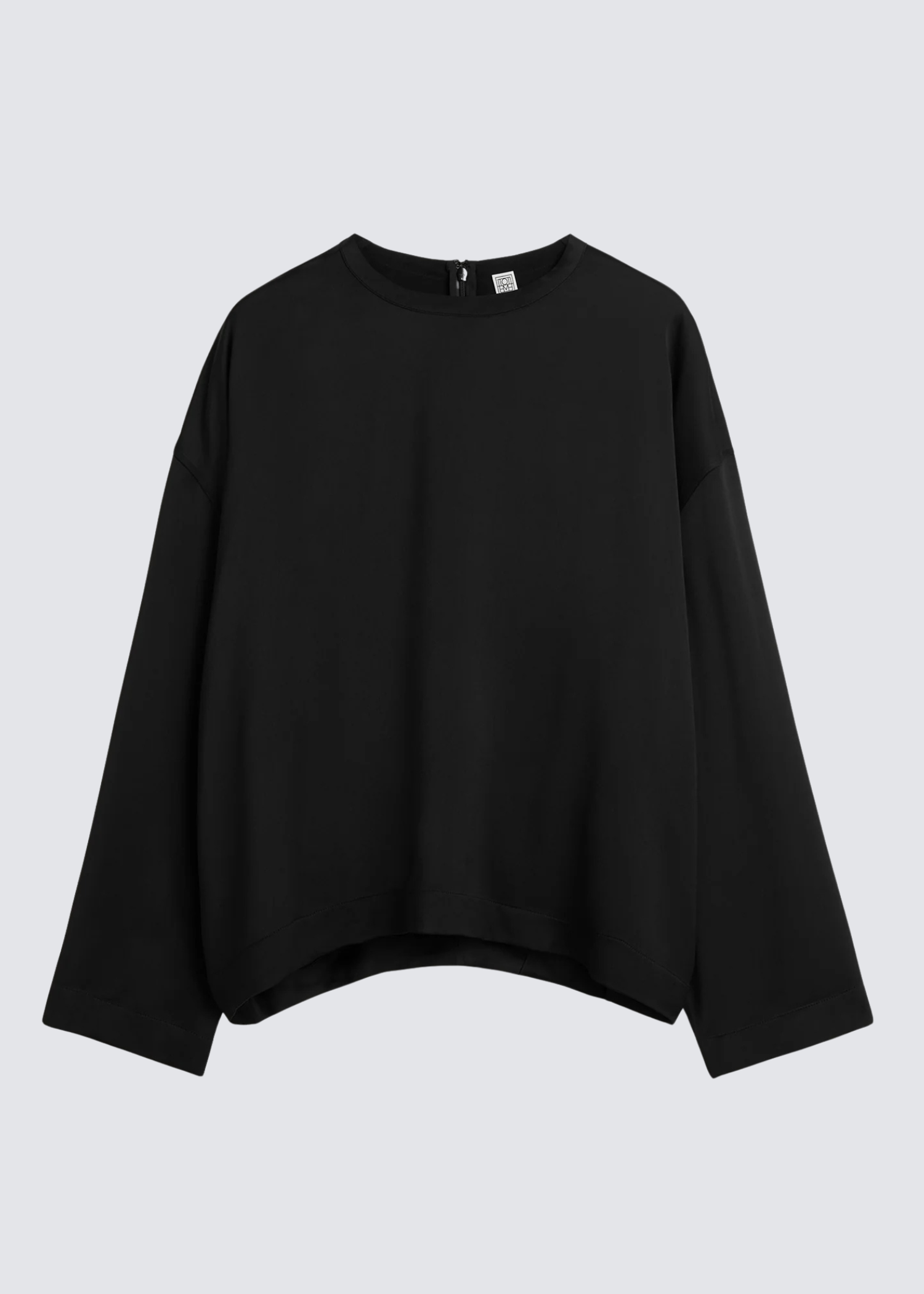 Boxy Satin, Black, Bluse