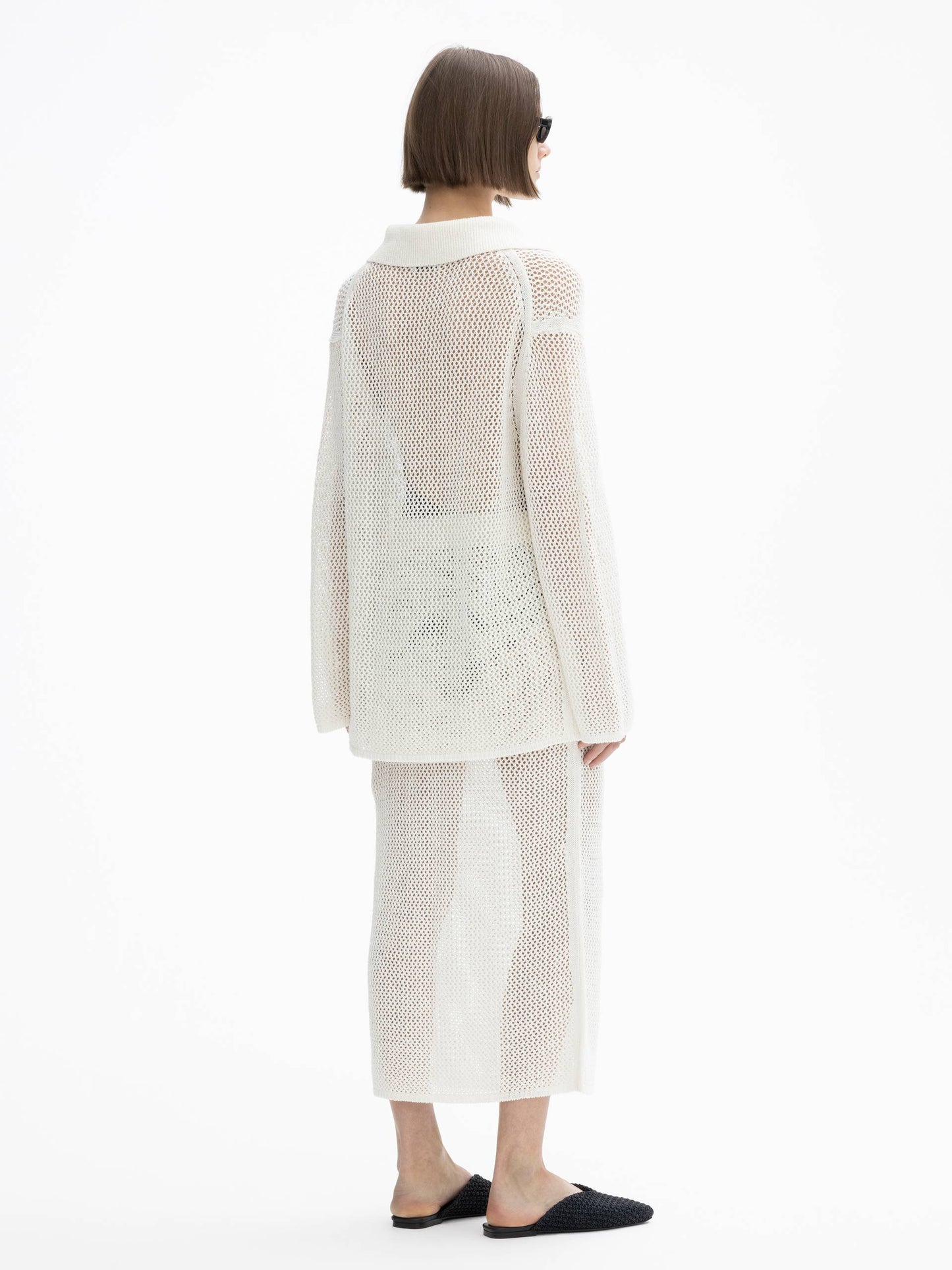 Crochet Knit, Off White, Pullover