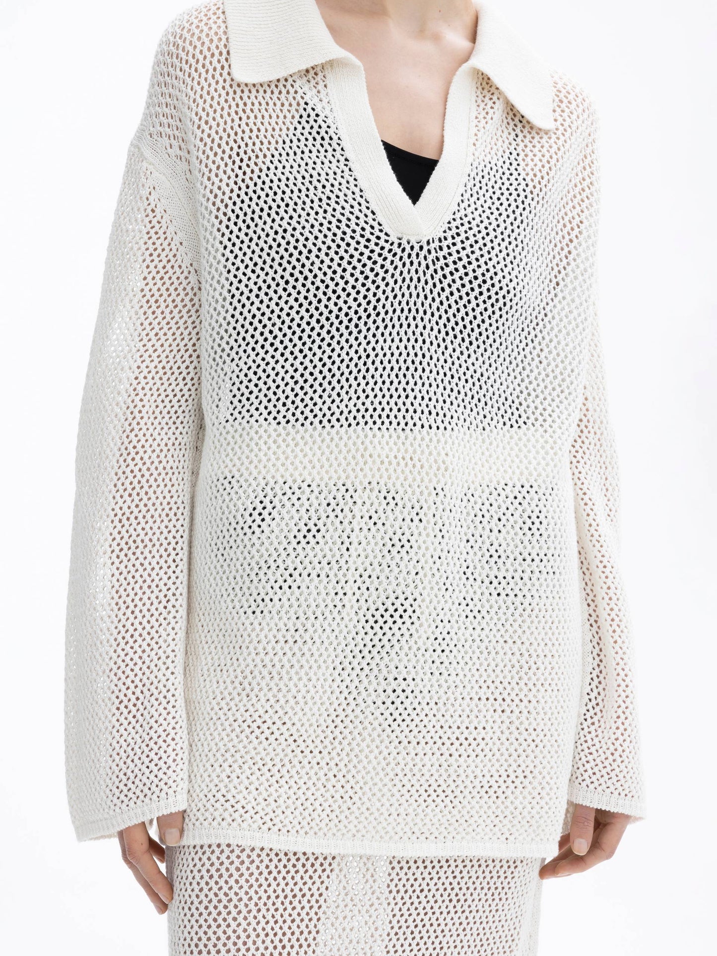 Crochet Knit, Off White, Pullover