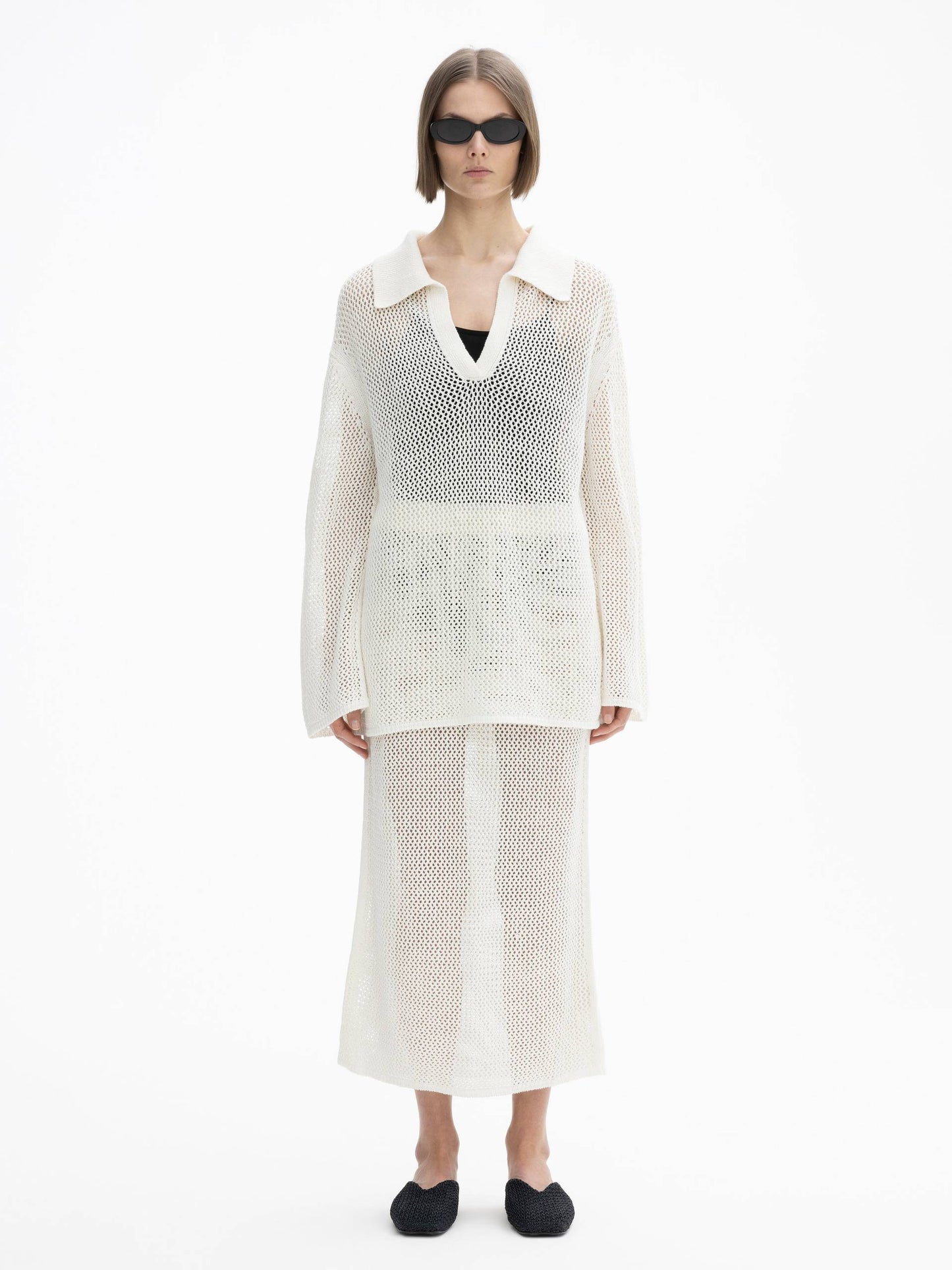 Crochet Knit, Off White, Skirt