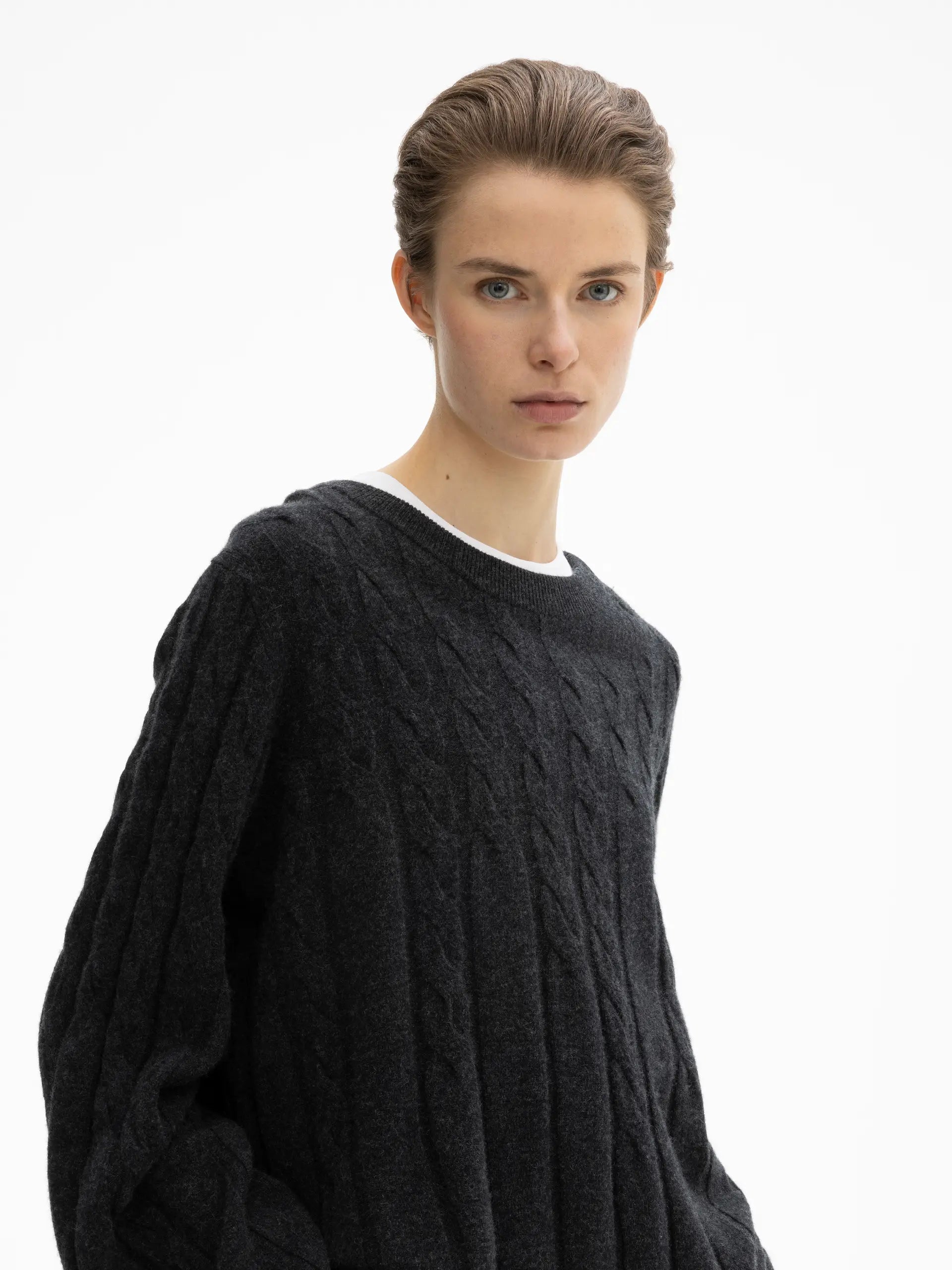 Boxy Alpaca Knit, Black, Sweater 