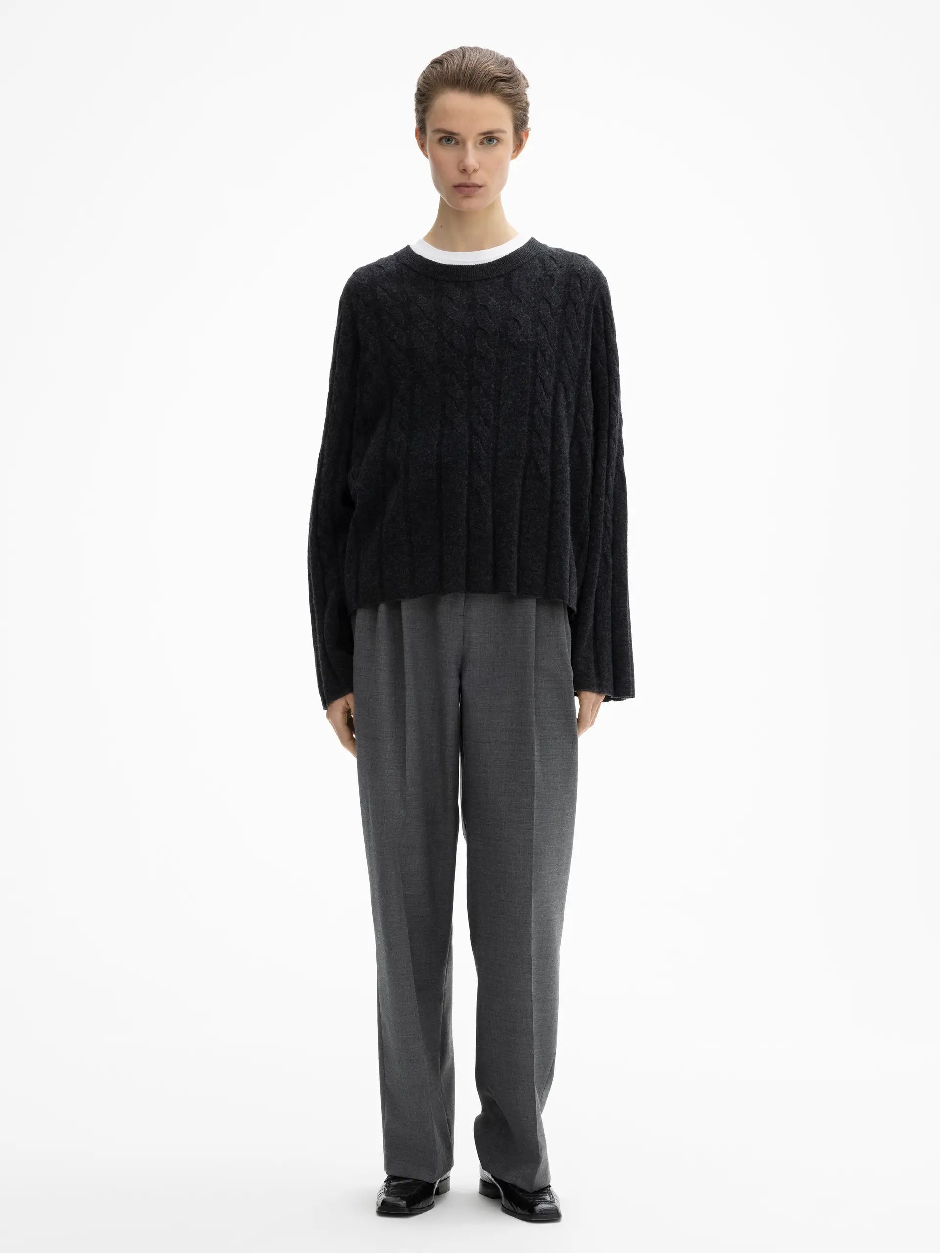 Boxy Alpaca Knit, Black, Sweater 