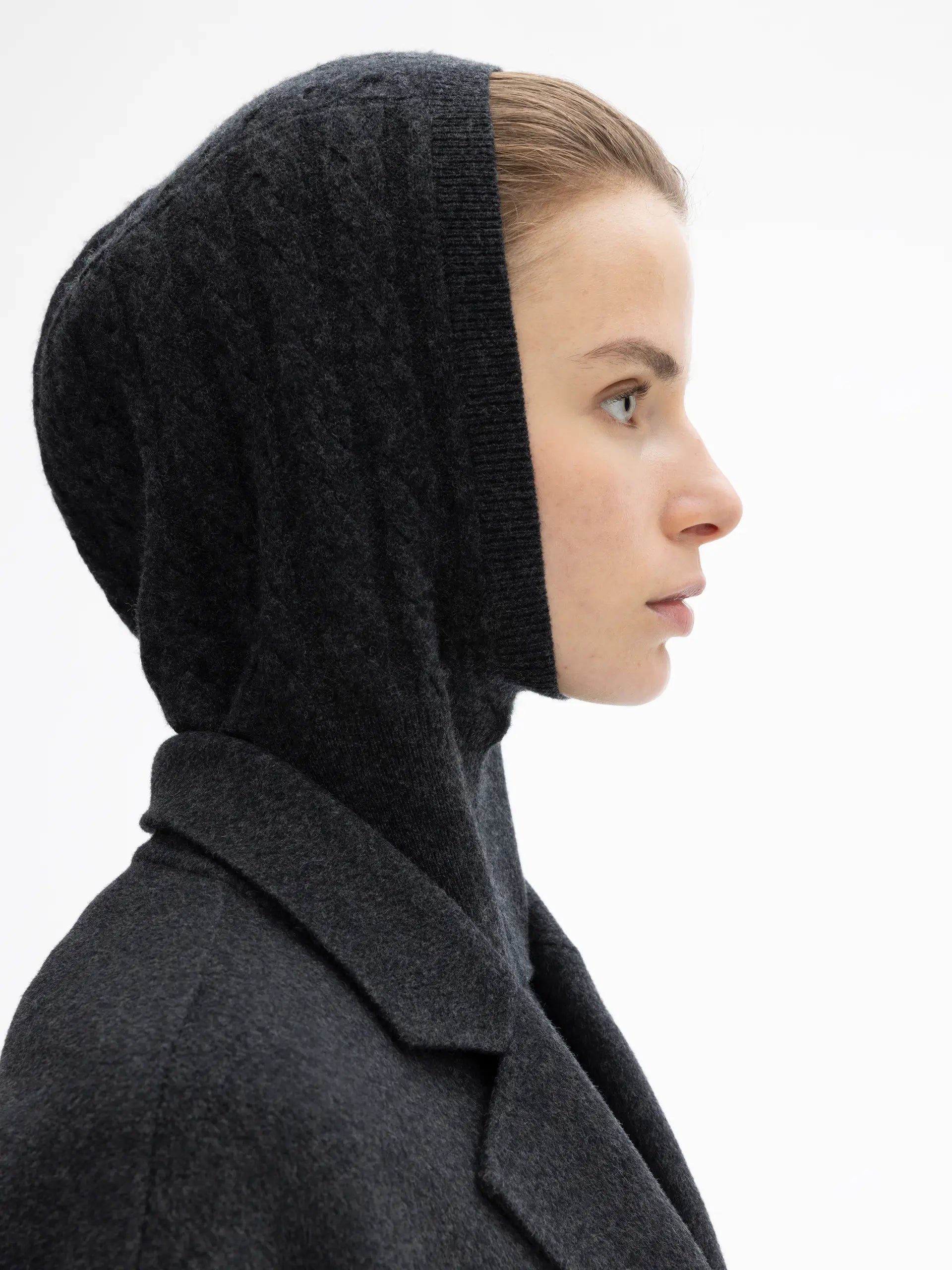 Faded Cable Knit, Graphite, Balaclava