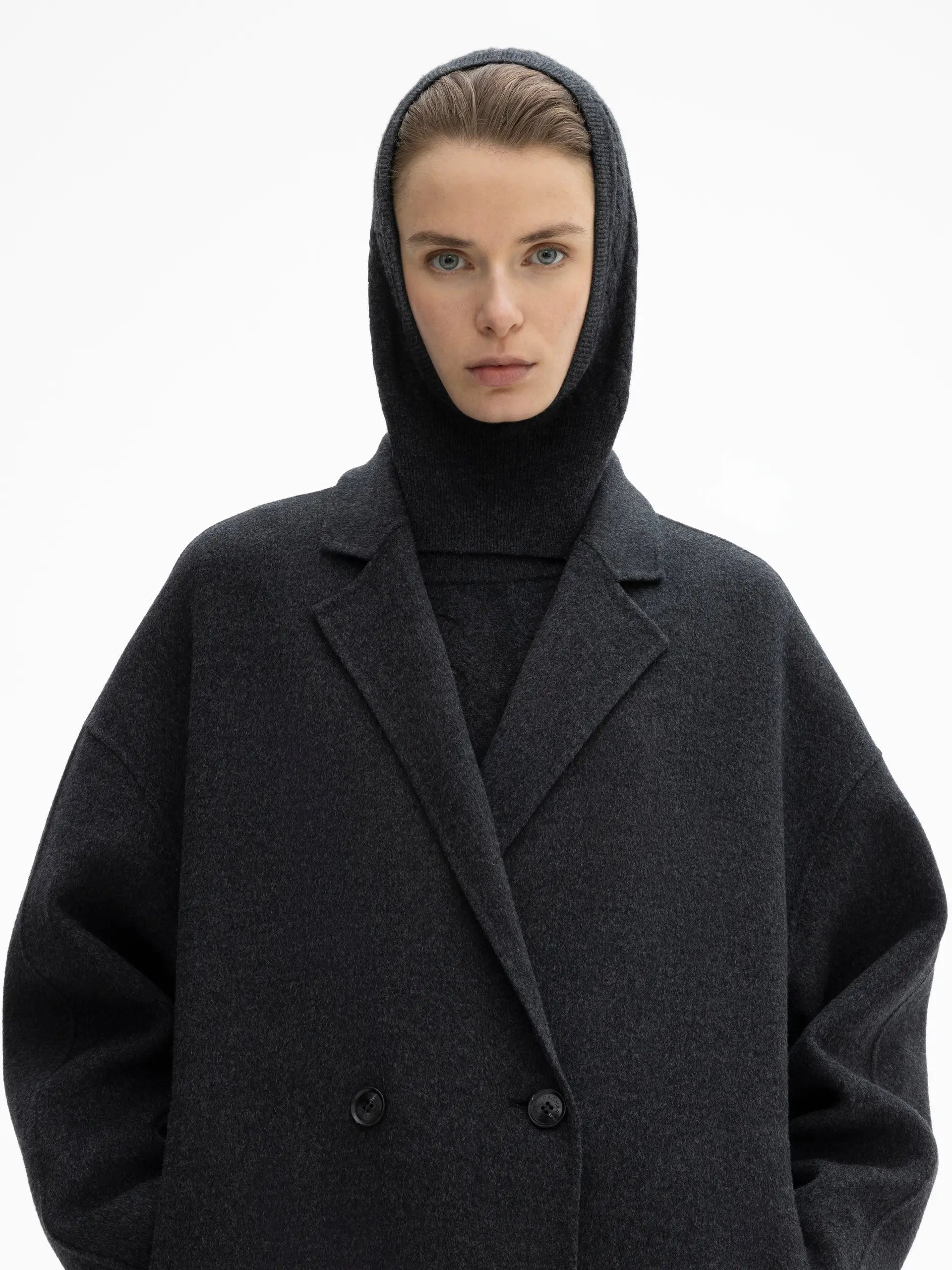 Faded Cable Knit, Graphite, Balaclava