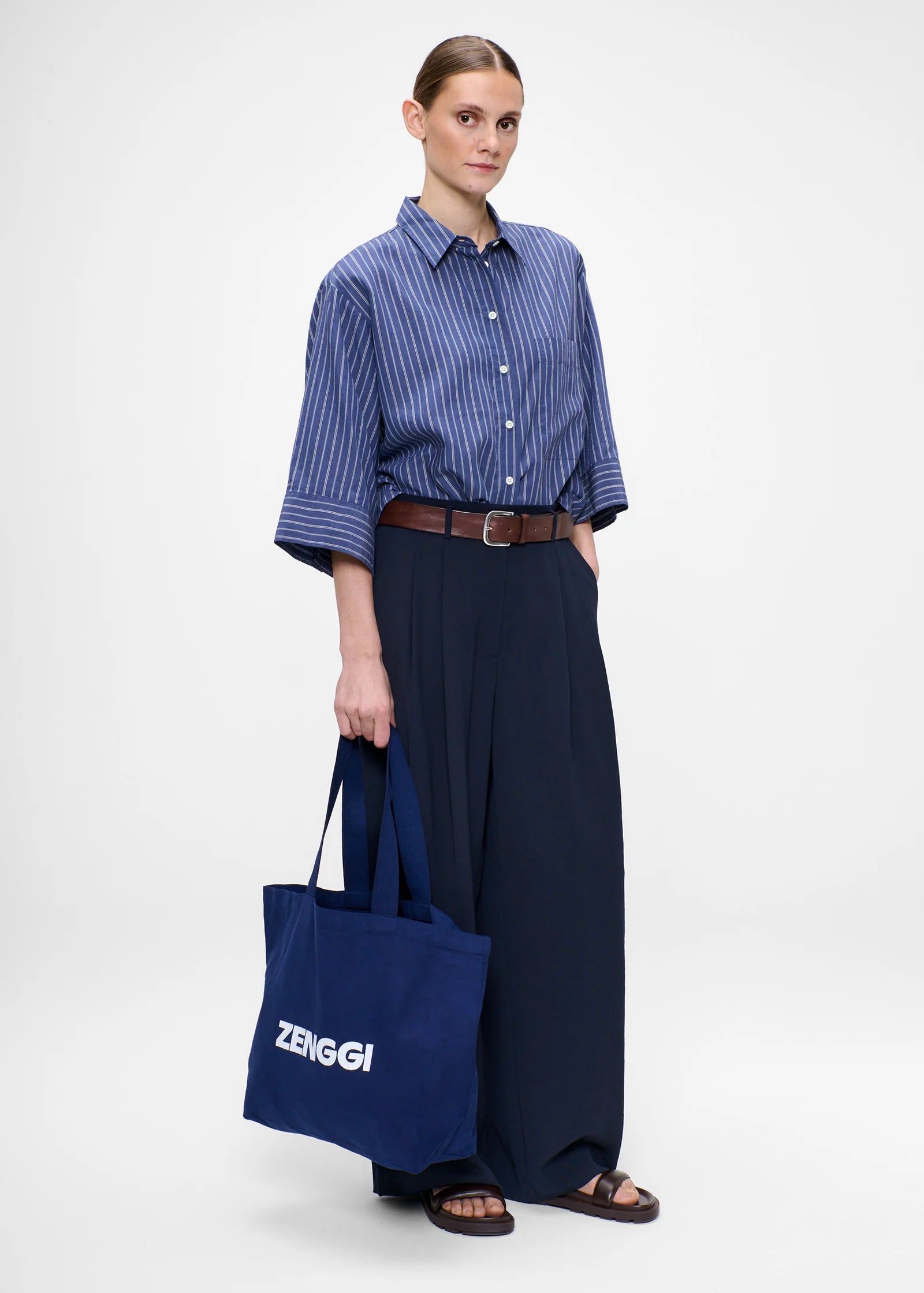Stripe, Mid Blue, Bluse