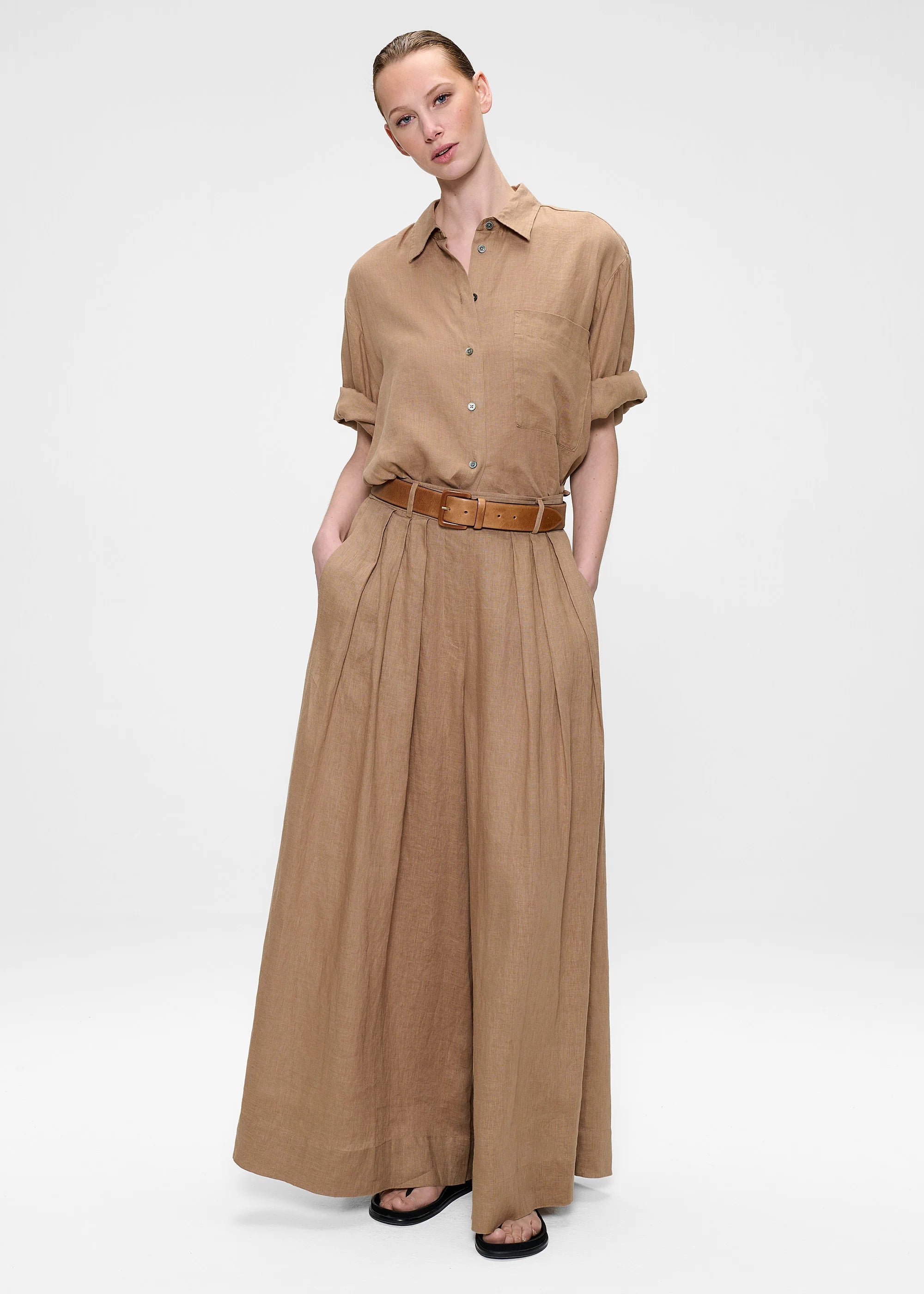 Washed Linen, Café au Lait, Bluse