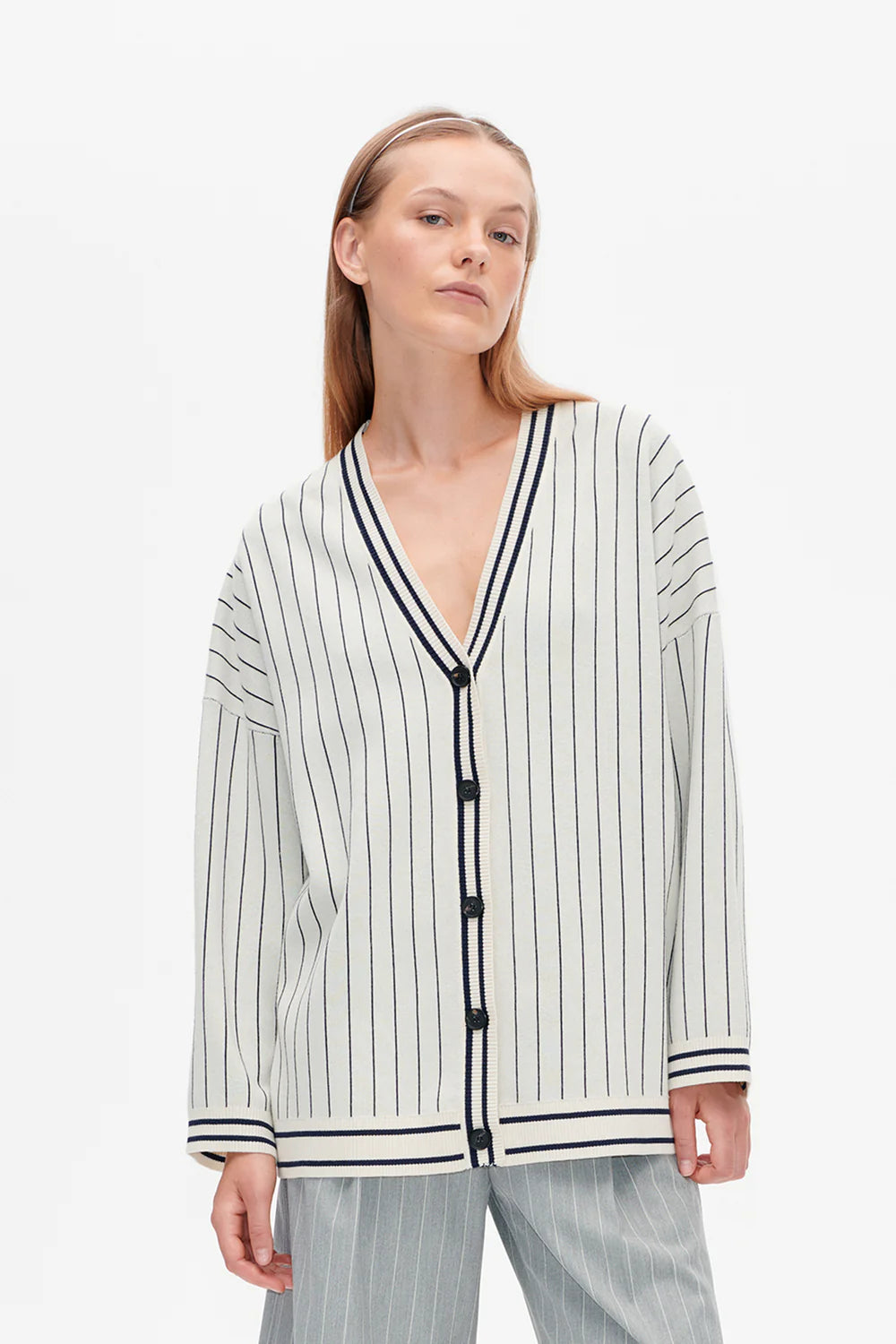 Cissi, Creme Navy Stripe, Cardigan