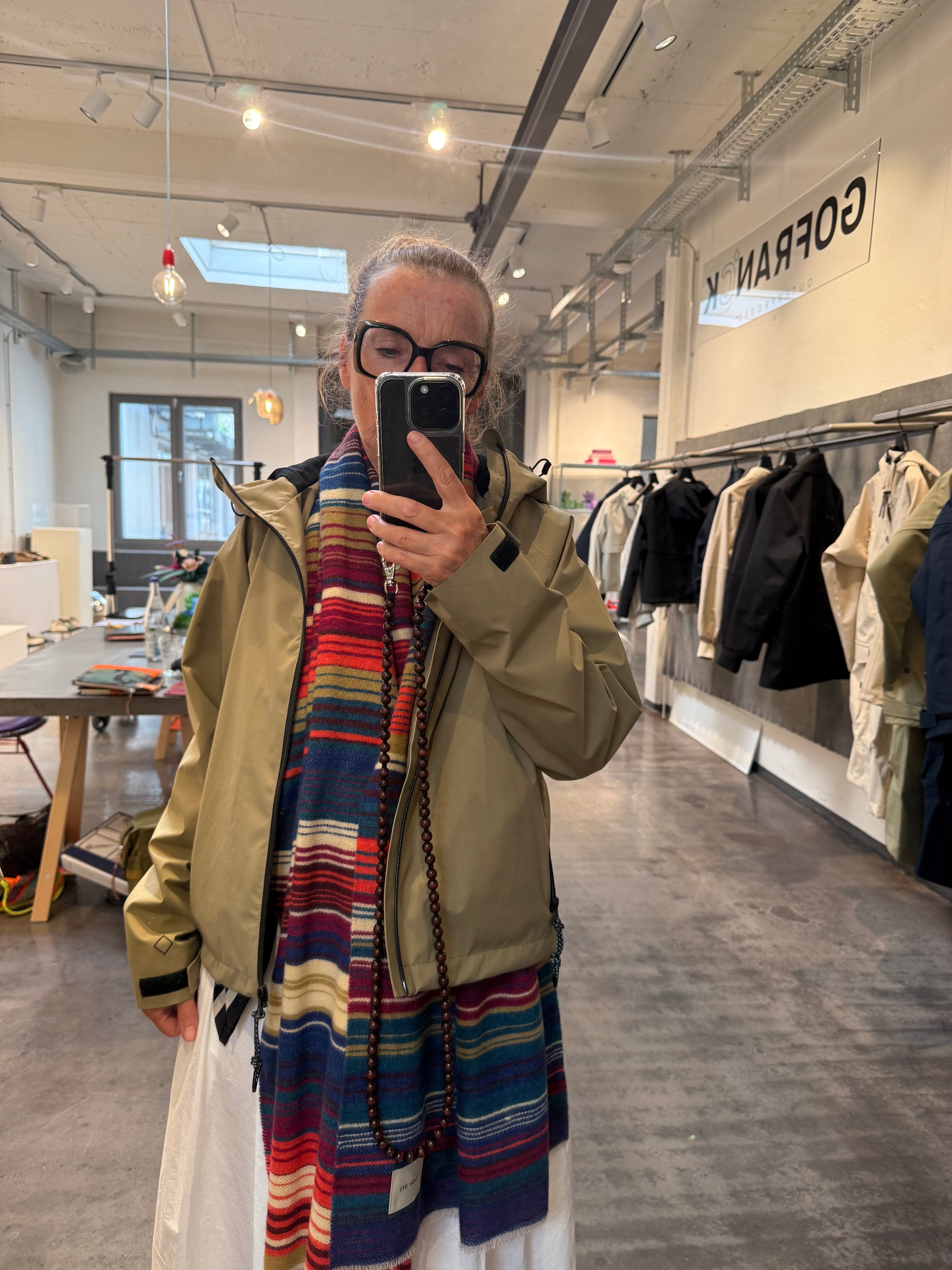 Ariana, blue/pink/yellow, wool scarf 