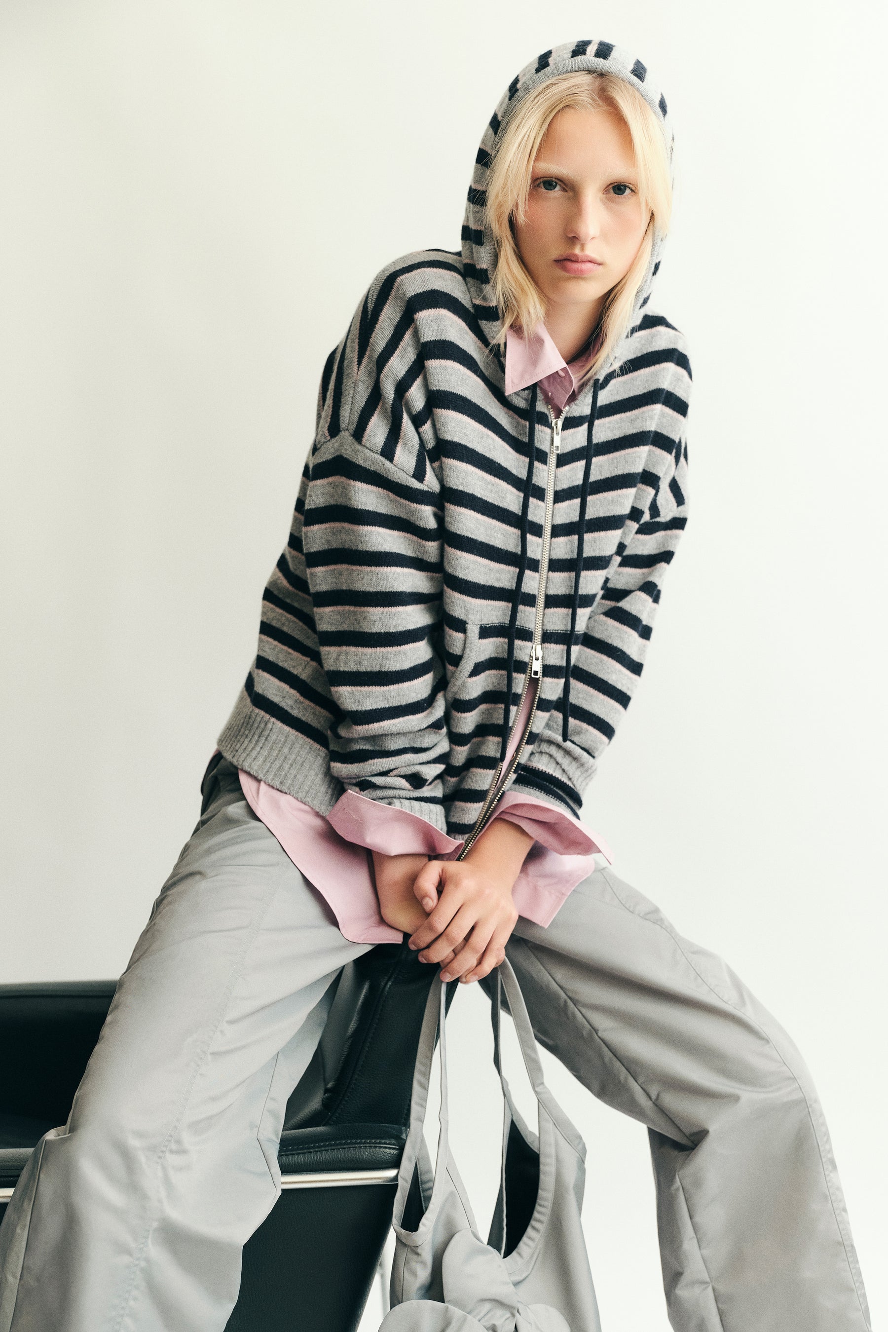 Calley, Grey Black Stripe, Hoodie