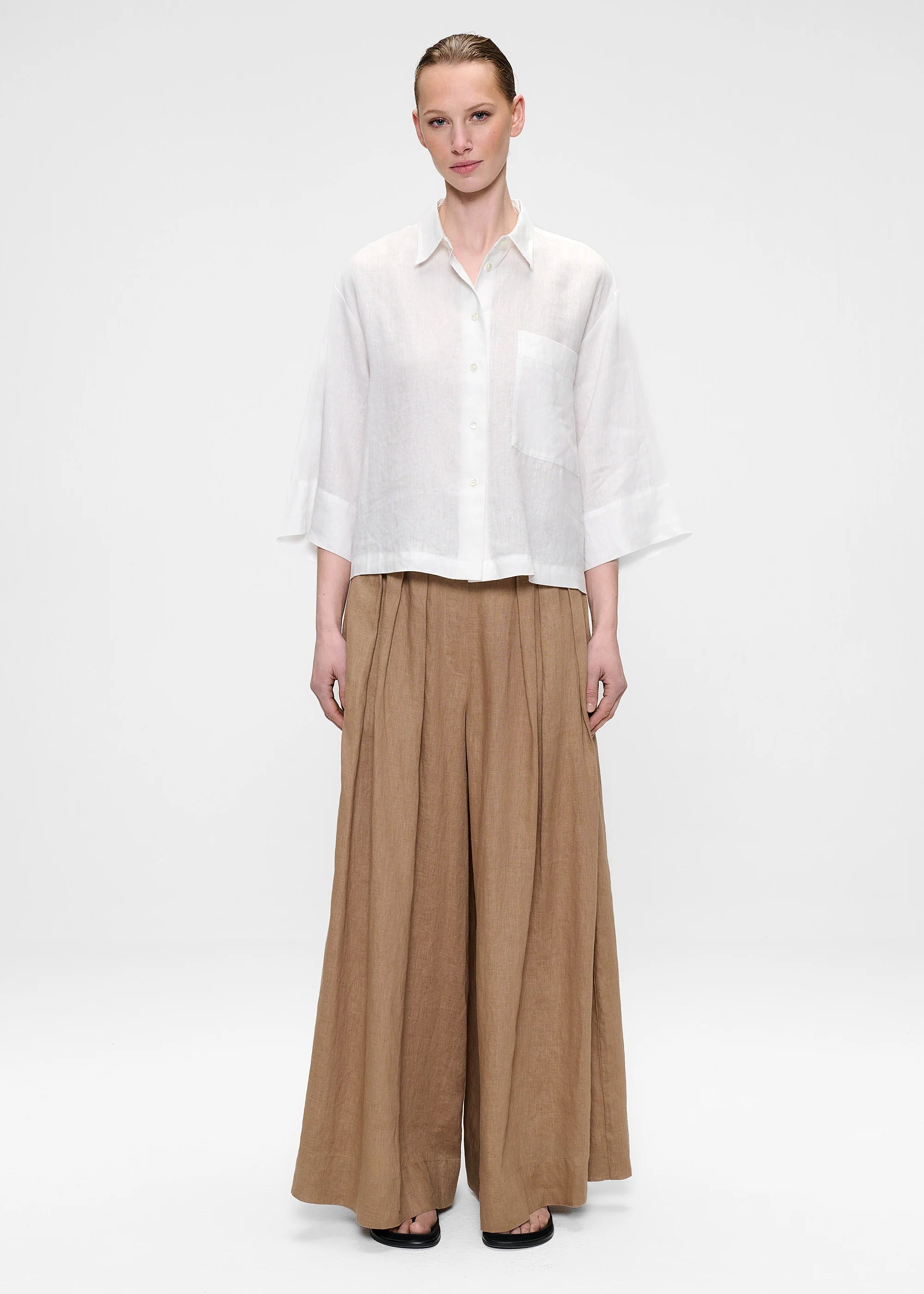 Washed Linen, White, Bluse