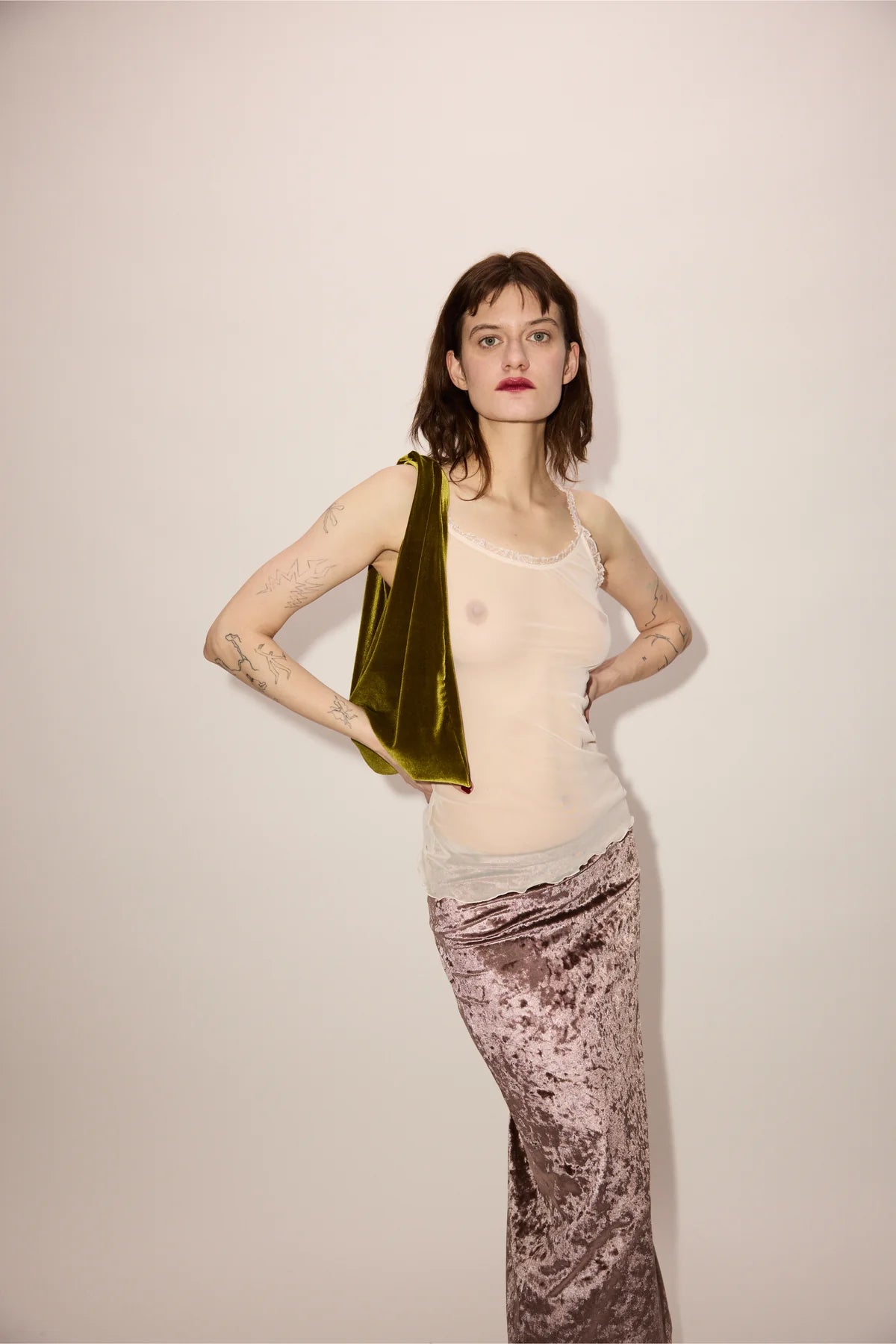 Mesh Cami, Silk, Top