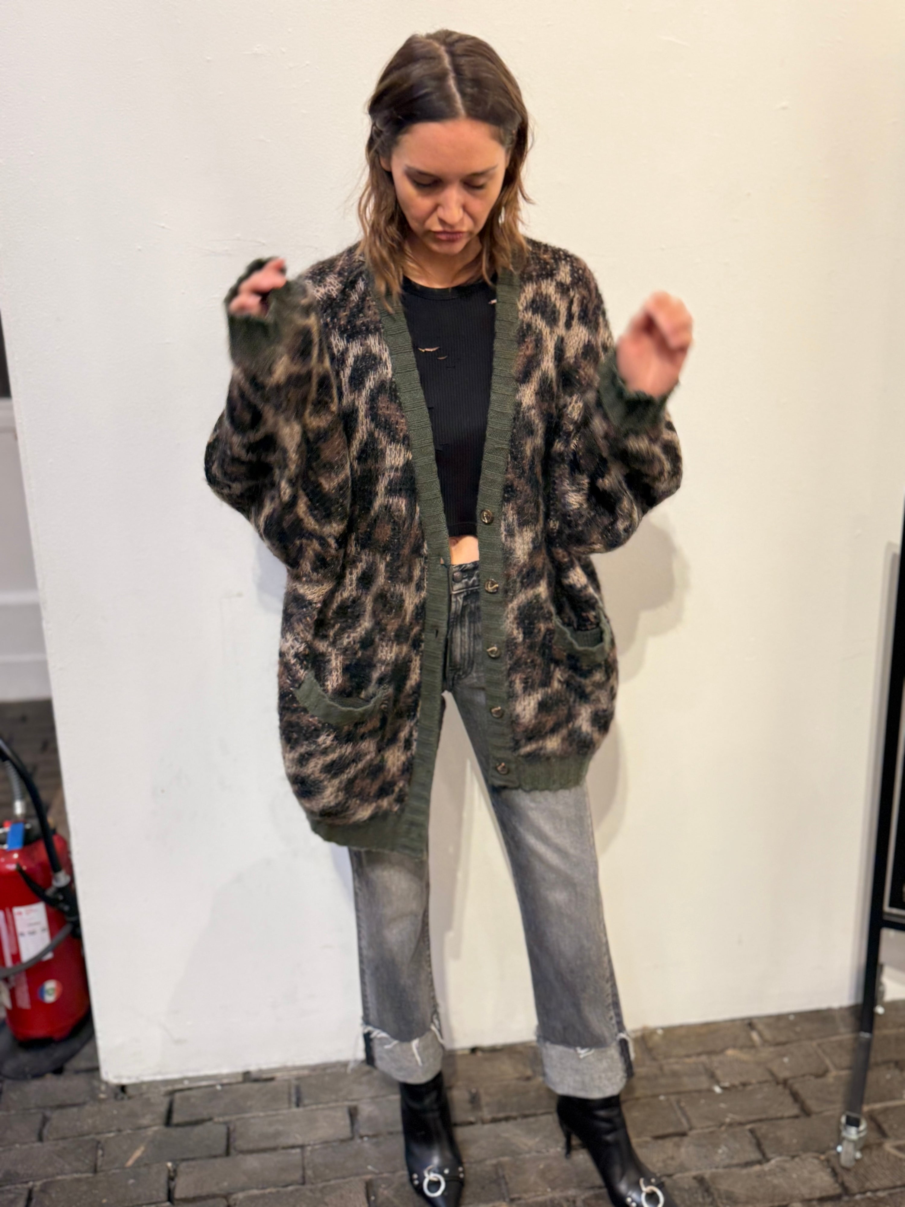 R13, Brown Leopard Mohair, Cardigan