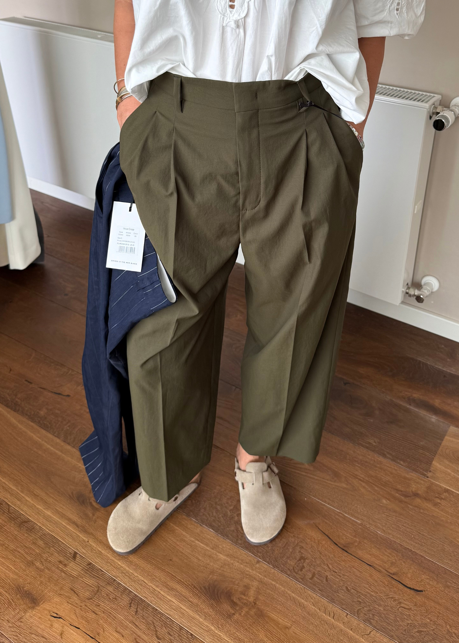 Noa Popeline Crop, Dark Khaki, Hose