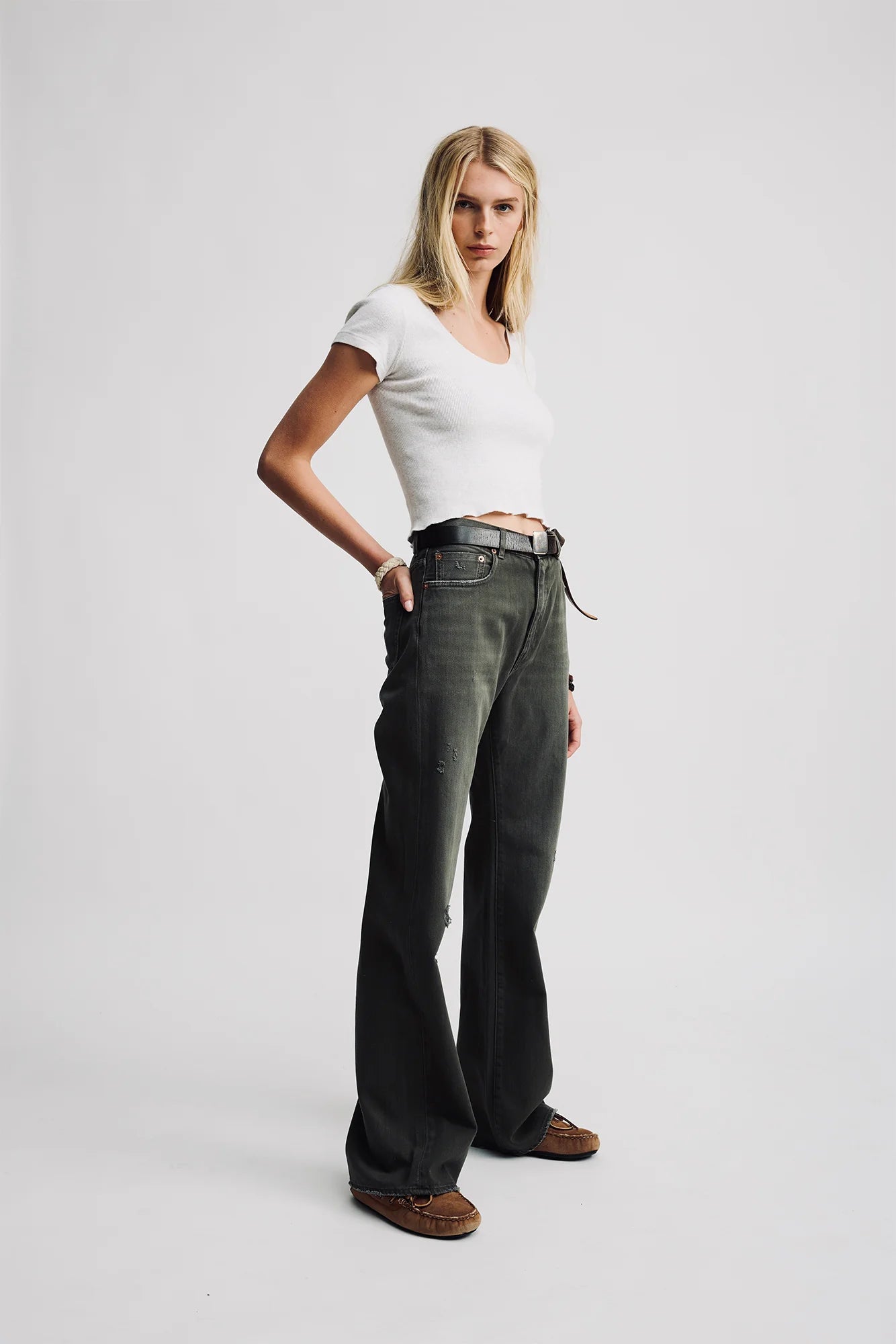 Dena, Vintage Dark Olive, Jeans