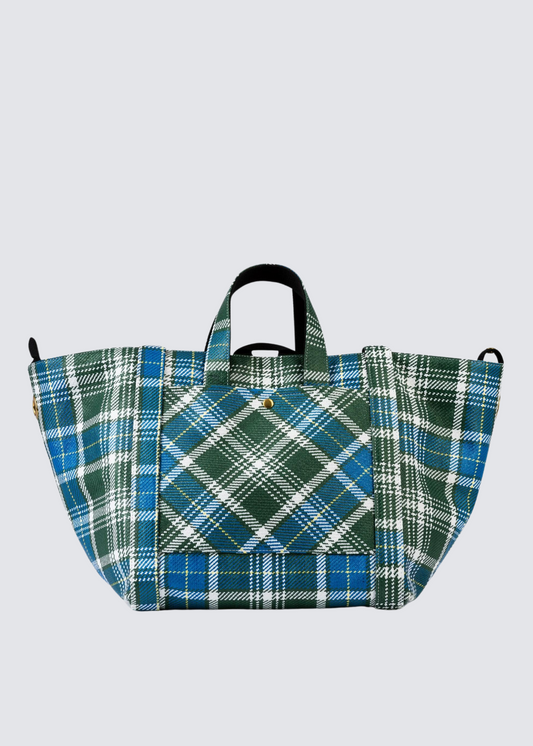 William Fan, Fan Bag L, Green/Blue Checked, Bag