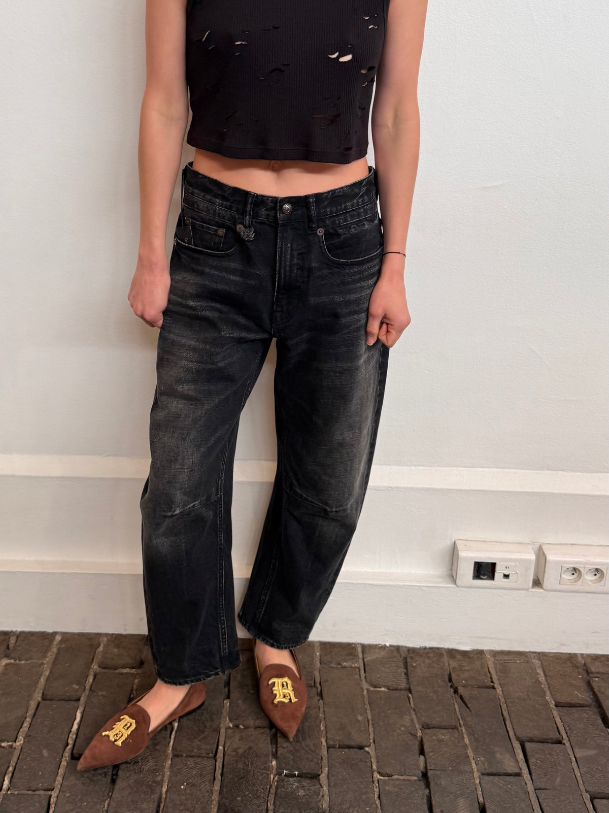 R13, Articulated Knee X-Boyfriend, Brixton Black, Jeans