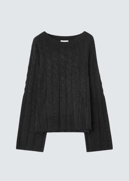 Boxy Alpaca Knit, Black, Sweater 