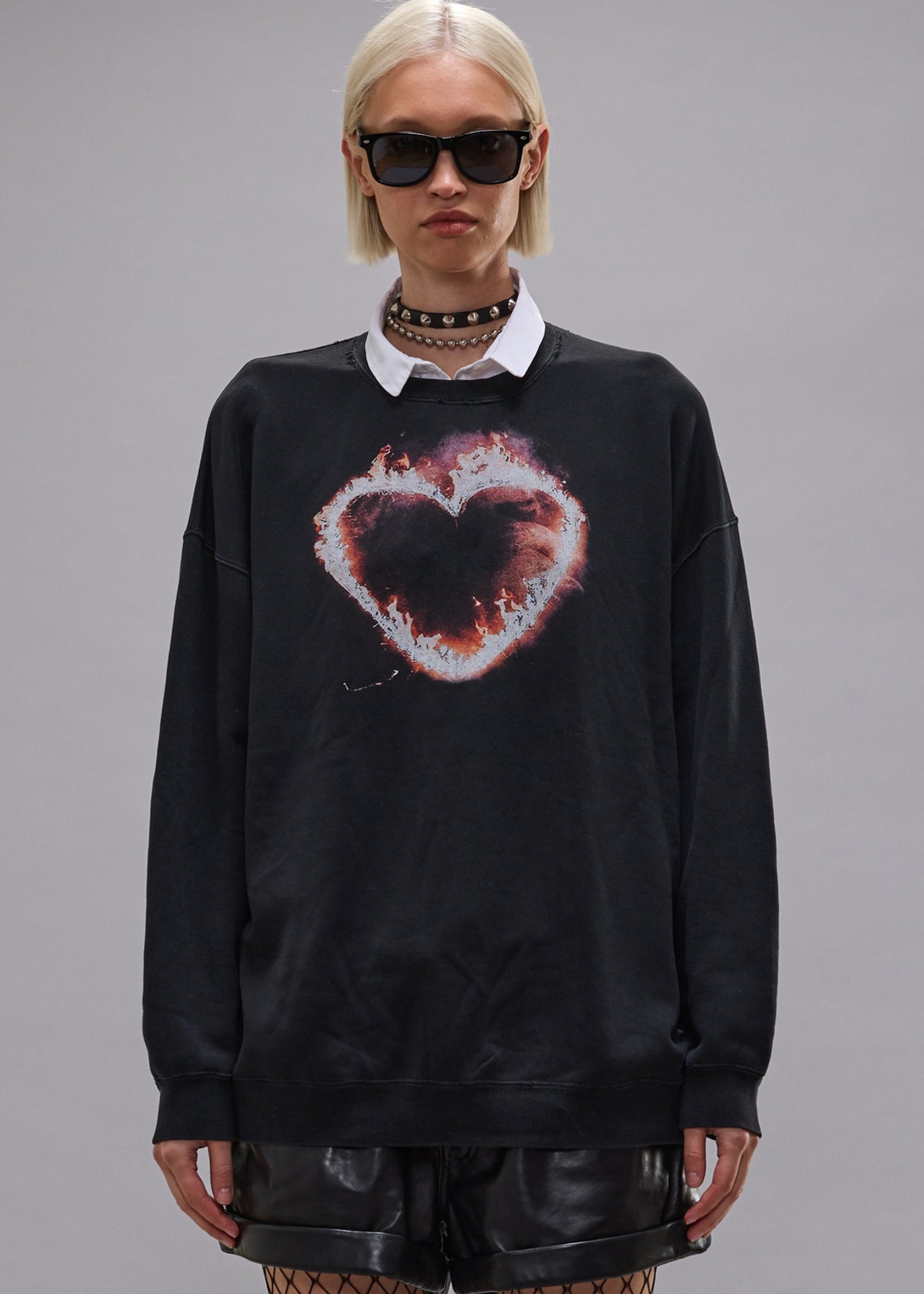 Flaming Heart Boy, Black, Sweater