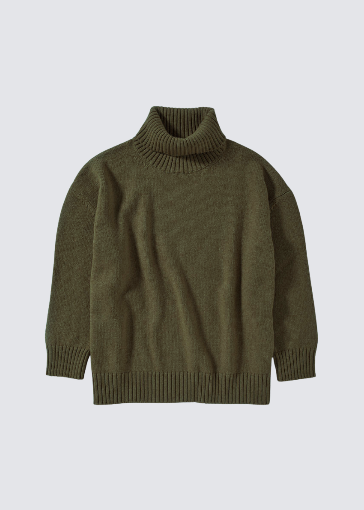 LABO.ART khaki-grüner Rollkragenpullover aus Schurwolle - Flatshot