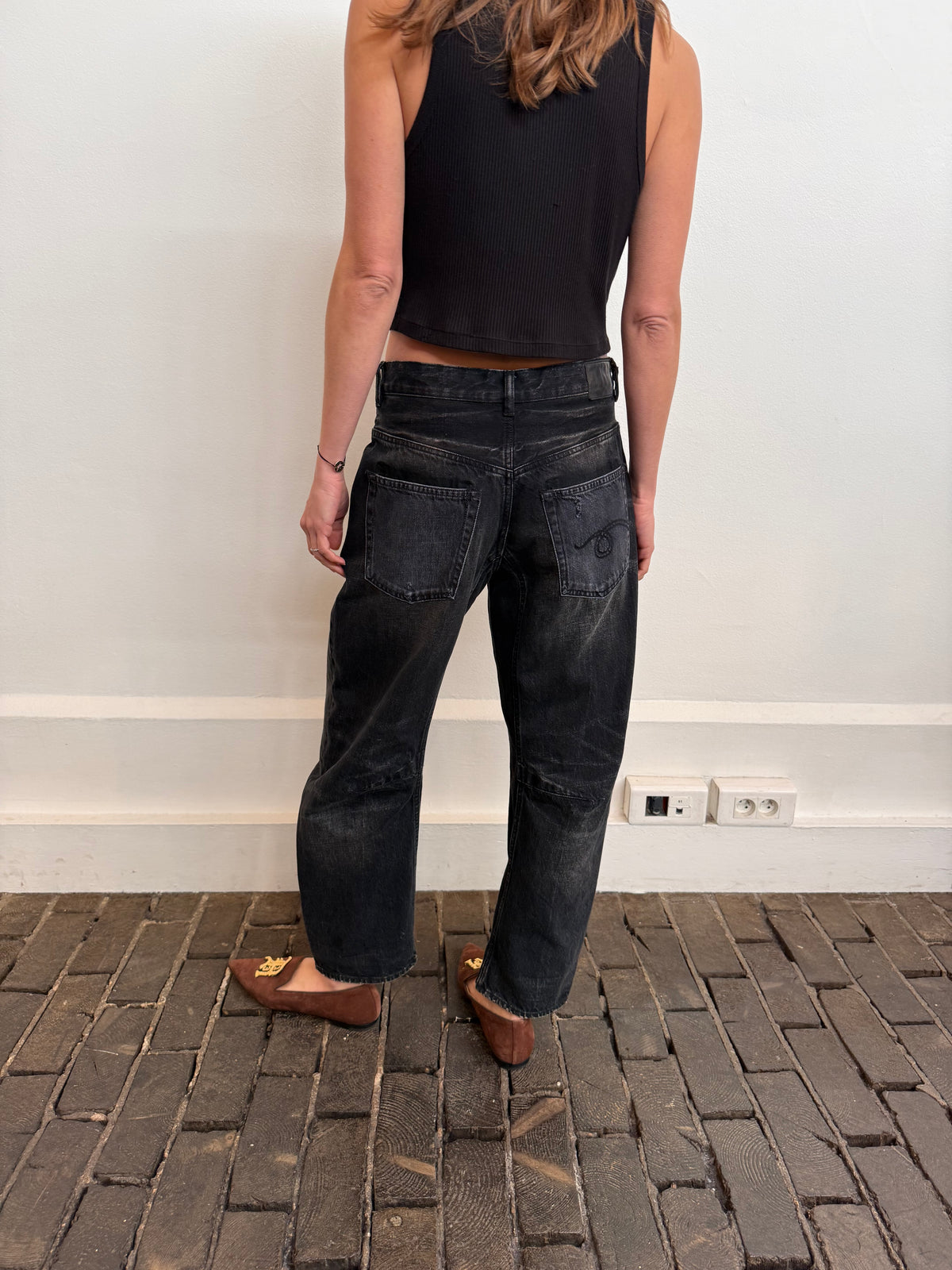R13, Articulated Knee X-Boyfriend, Brixton Black, Jeans