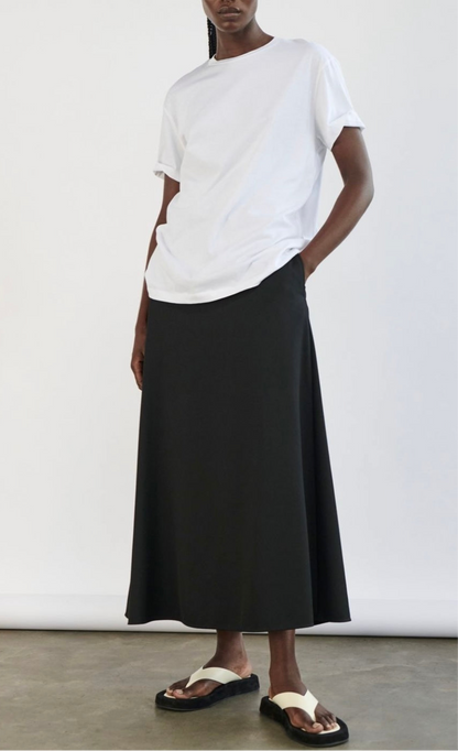 A-line, black, midi skirt 