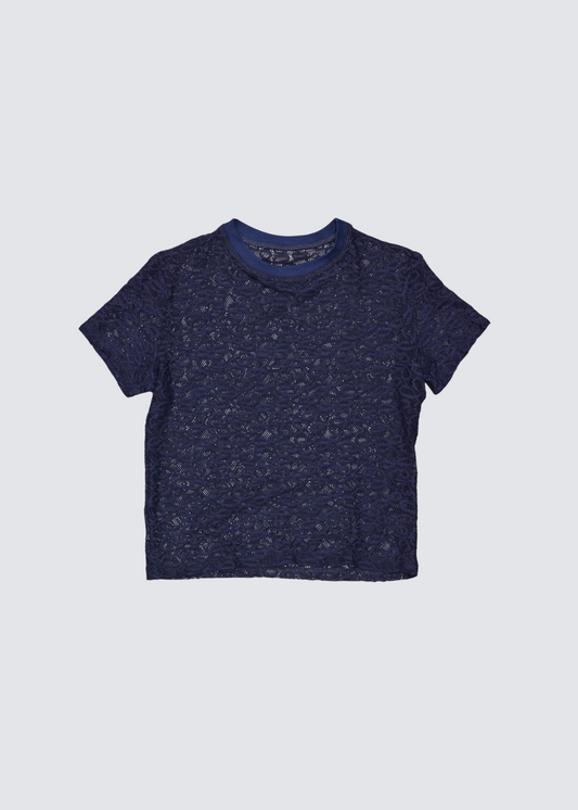 Lace Tiny, Navy, T-Shirt