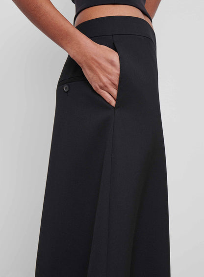 A-line, black, midi skirt 