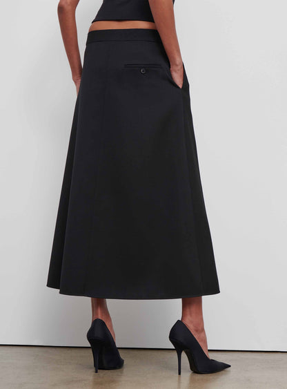 A-line, black, midi skirt 