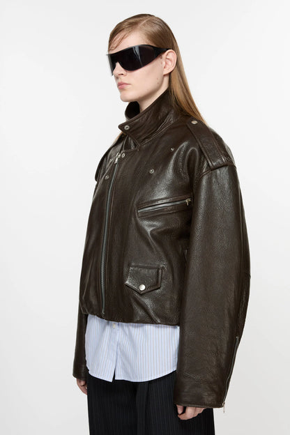 Biker Jacket, Dark Brown, Jacke