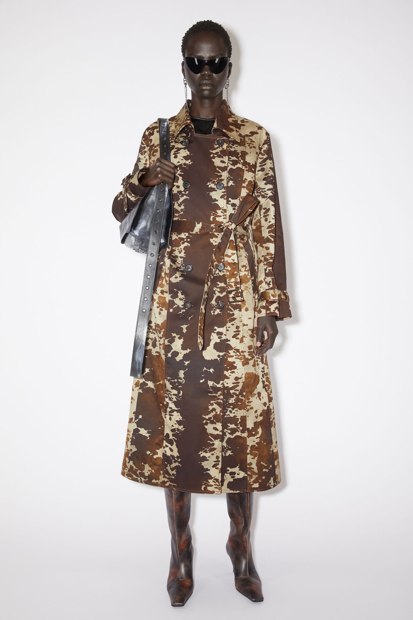 Printed Trench, Dark Brown, Trench Coat 