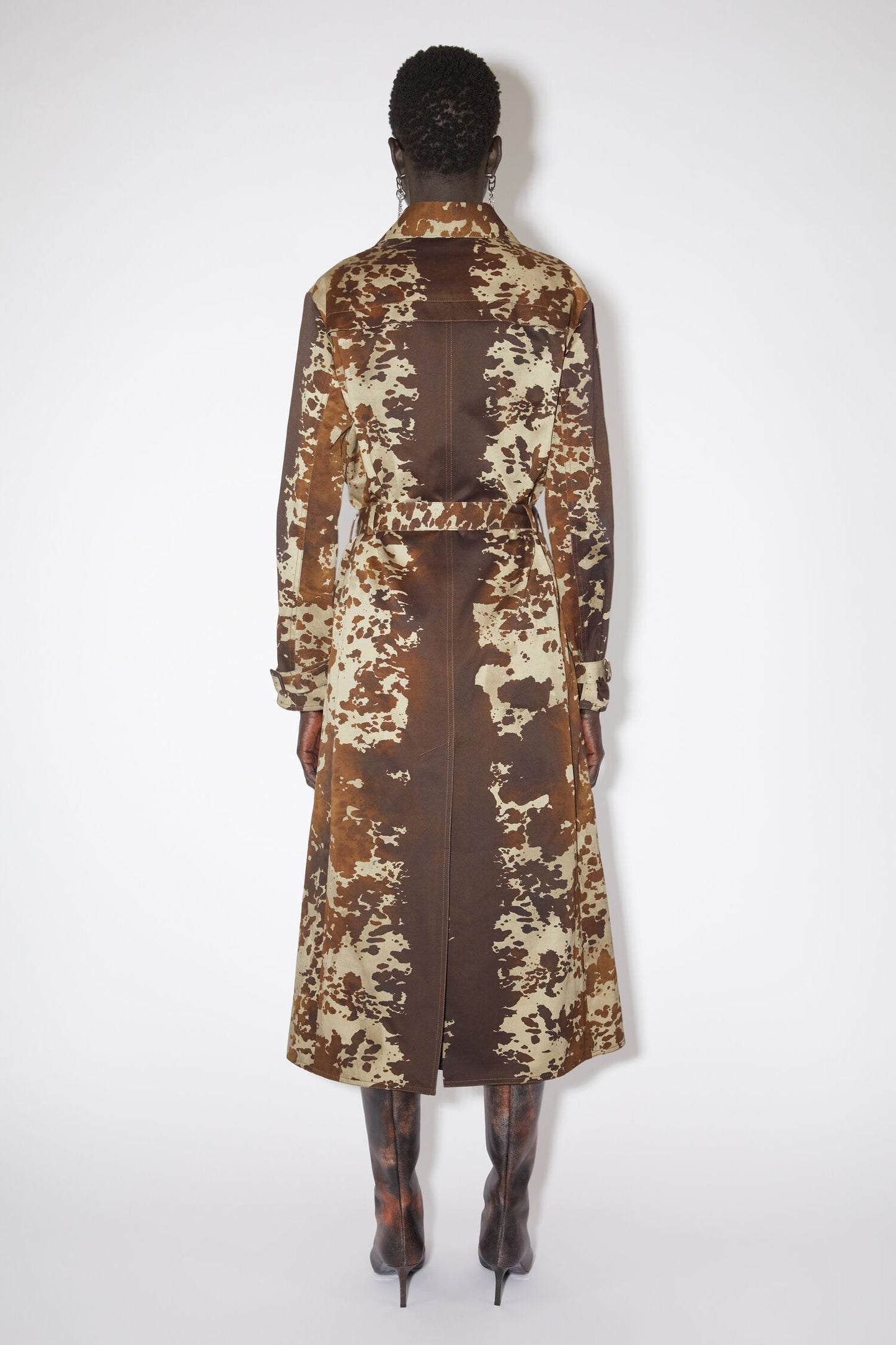 Printed Trench, Dark Brown, Trenchcoat