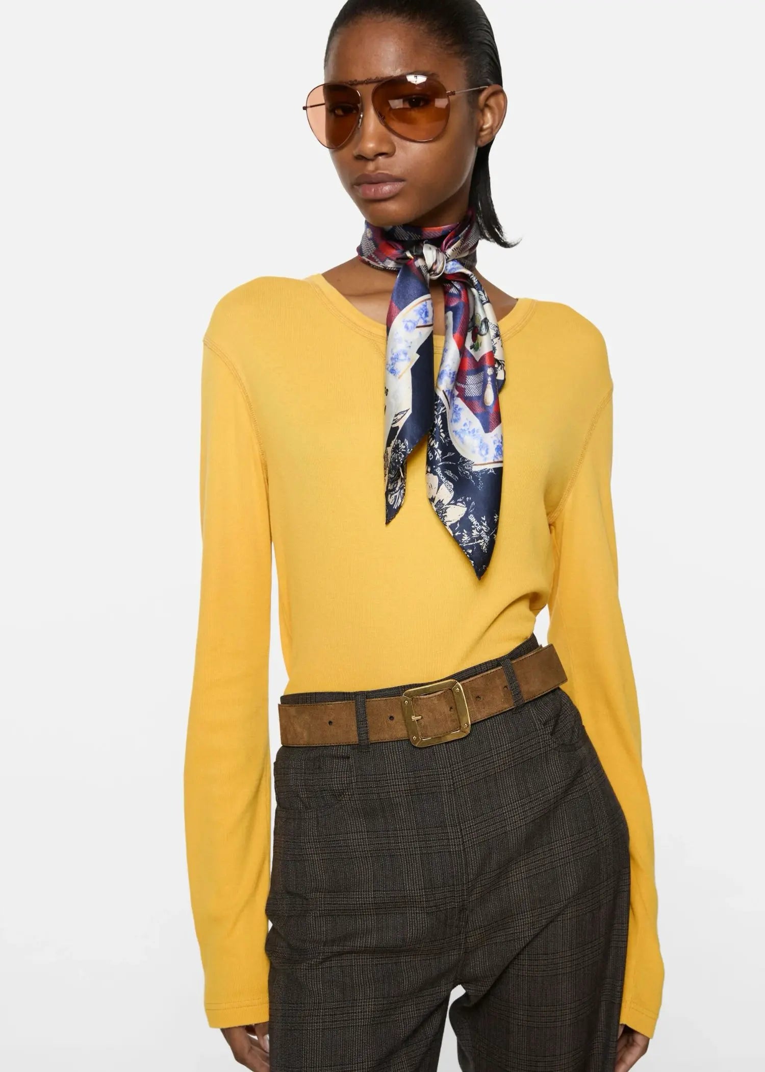 Toronto khaki/mustard jacquard scarf