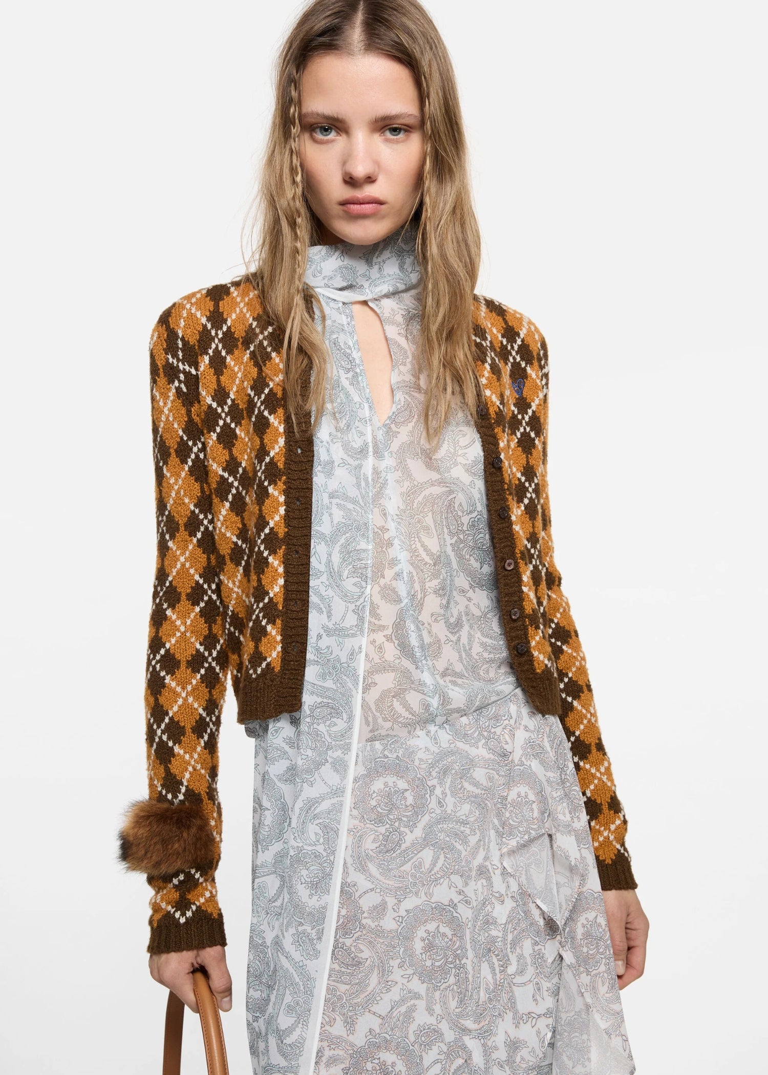 Acne Studios, Bouclé, Brown/Orange, Strickjacke