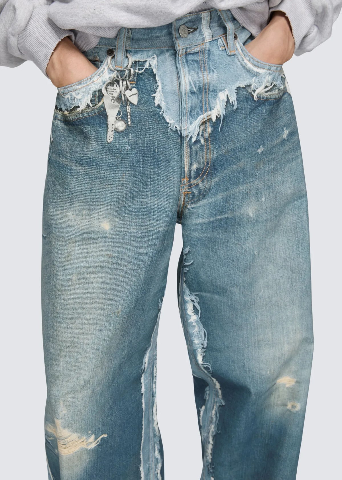 Acne Studios, Trompe L'oeil 1981 Ripped Details, Midblue, Jeans