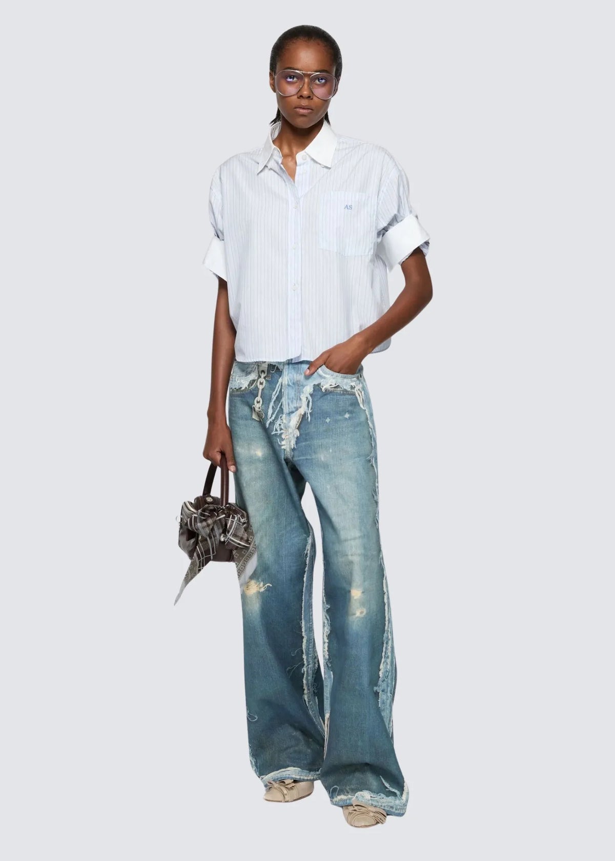 Acne Studios, Trompe L'oeil 1981 Ripped Details, Midblue, Jeans