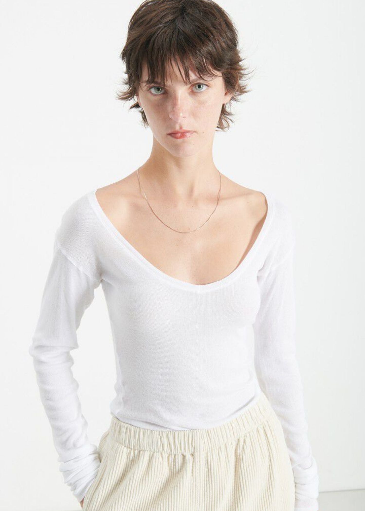 American Vintage, Massachusetts, Blanc, Langarm Shirt