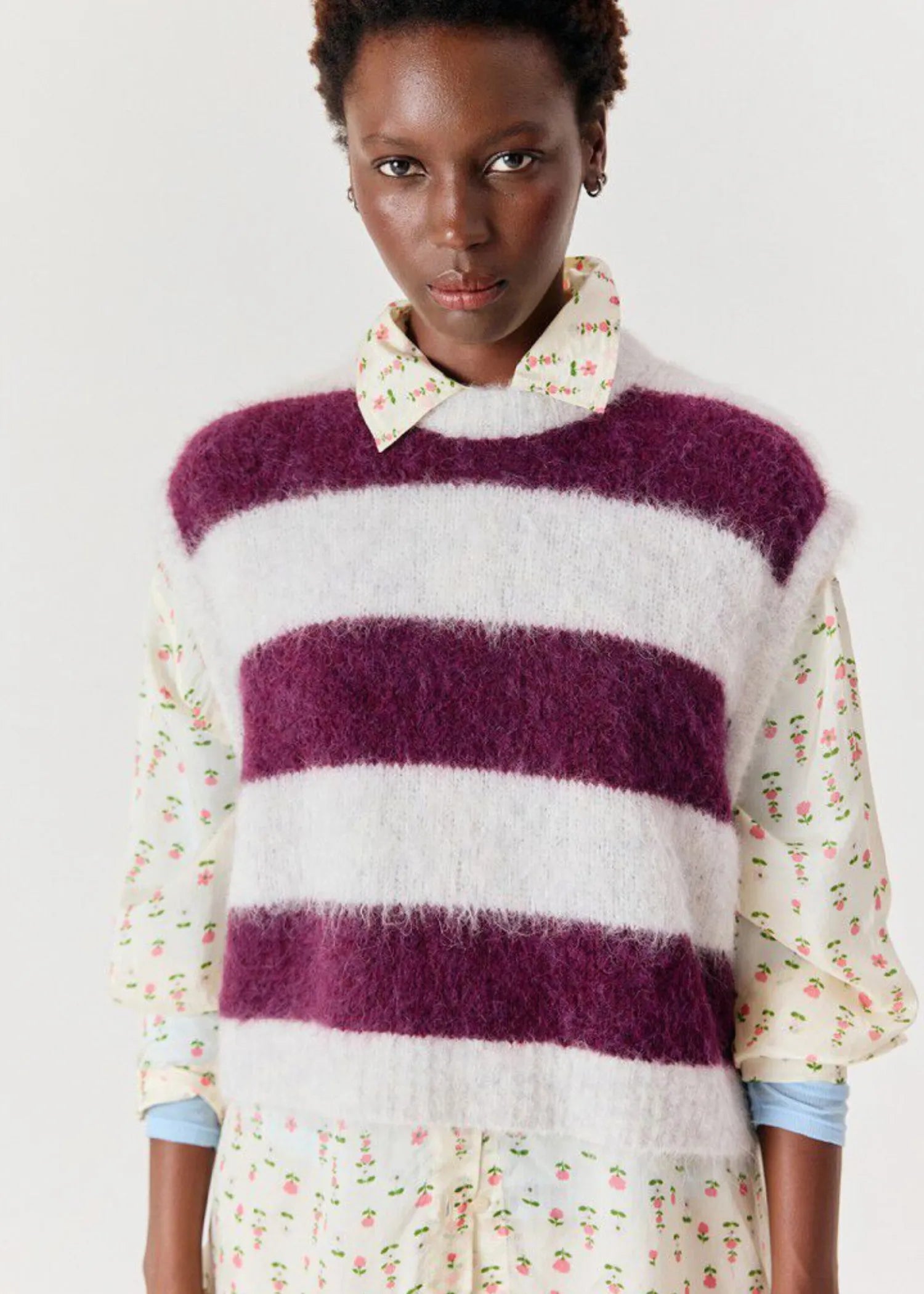 American Vintage, Niby, Rayures Cranberry, Pullunder