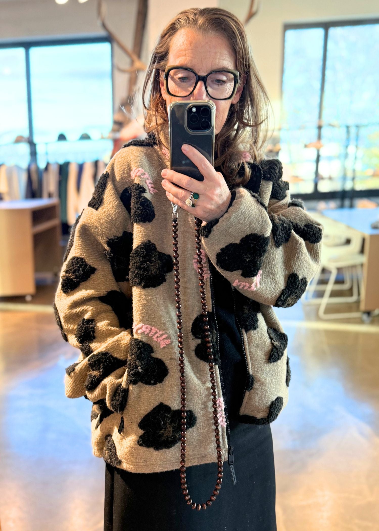 Autry, Fleece Unisex, Jacquard Leopard, Jacke