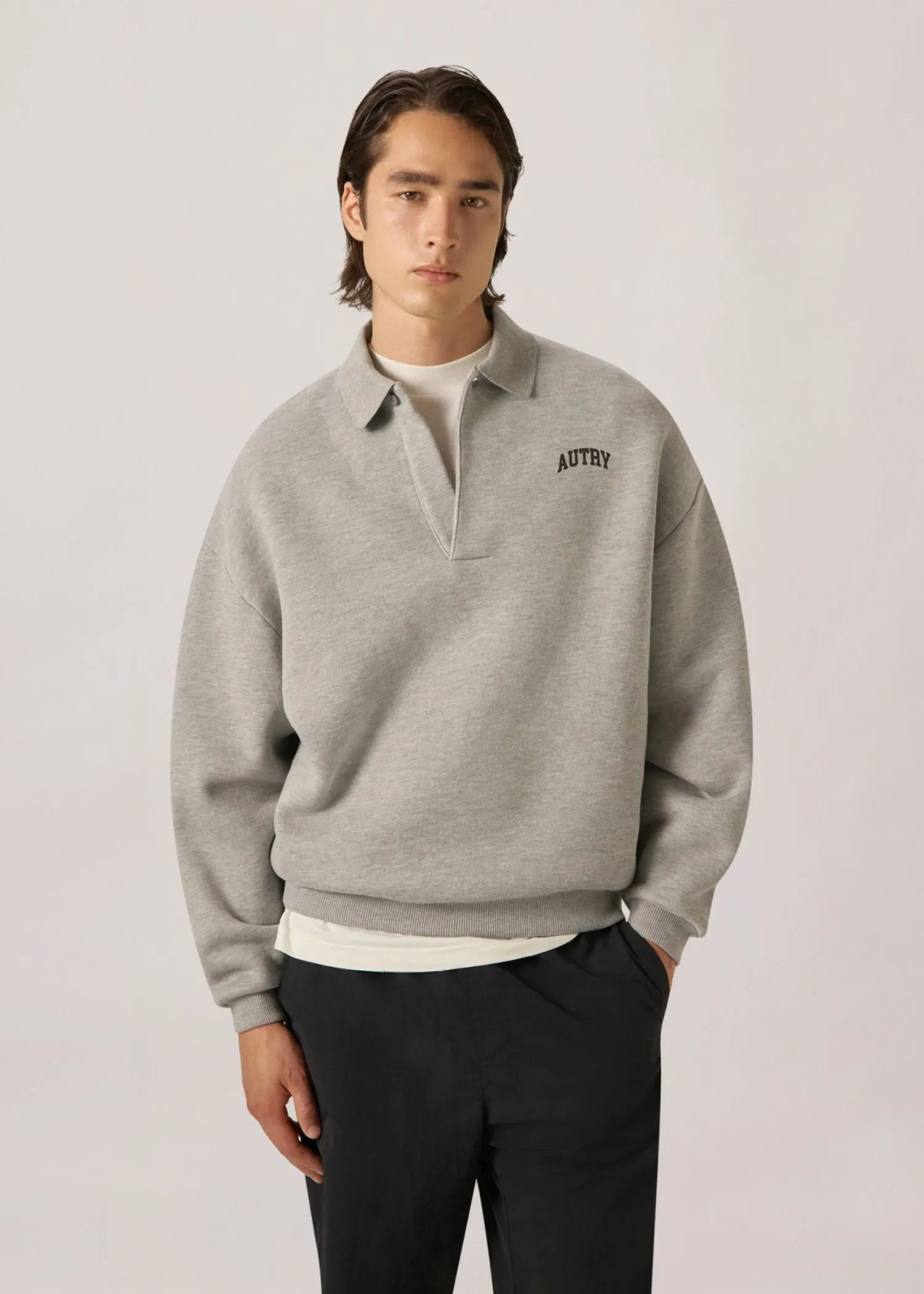 Autry, Polo Unisex, Dark Grey Melange, Sweatshirt