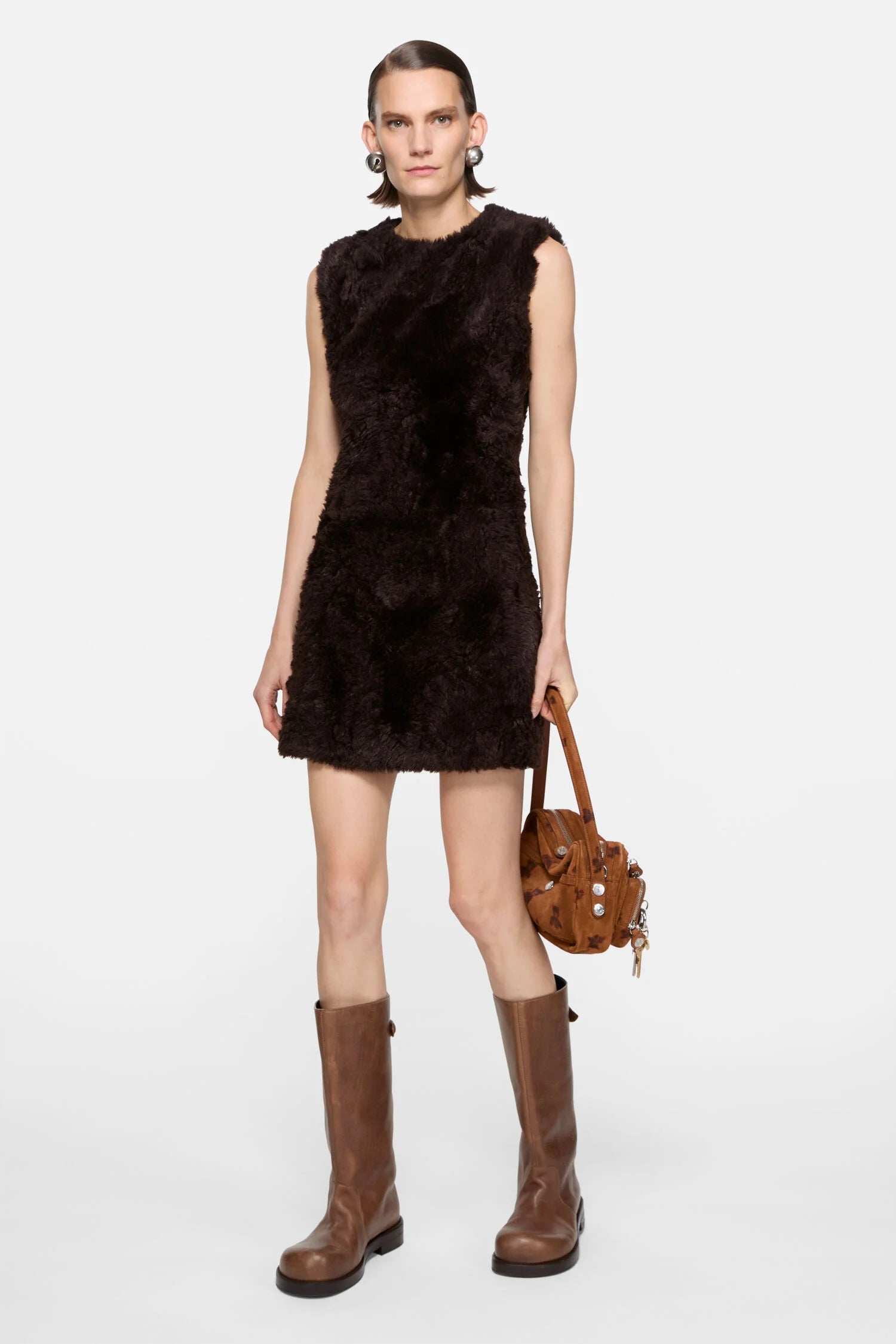 Braune Leder Acne Studios Boots. Model Foto.