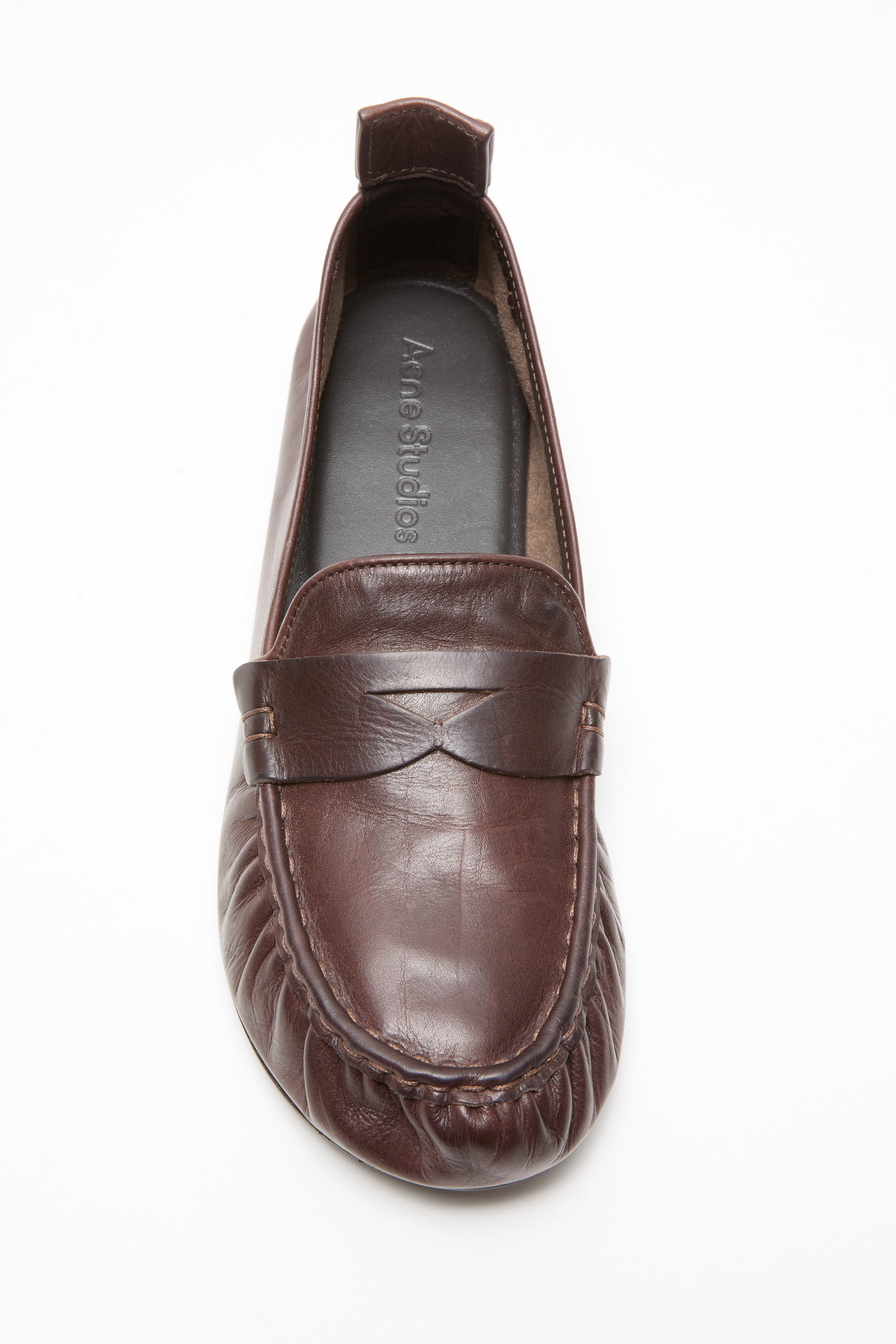 Acne Studios dunkelbrauner Loafer aus Leder - Flatshot Draufsicht