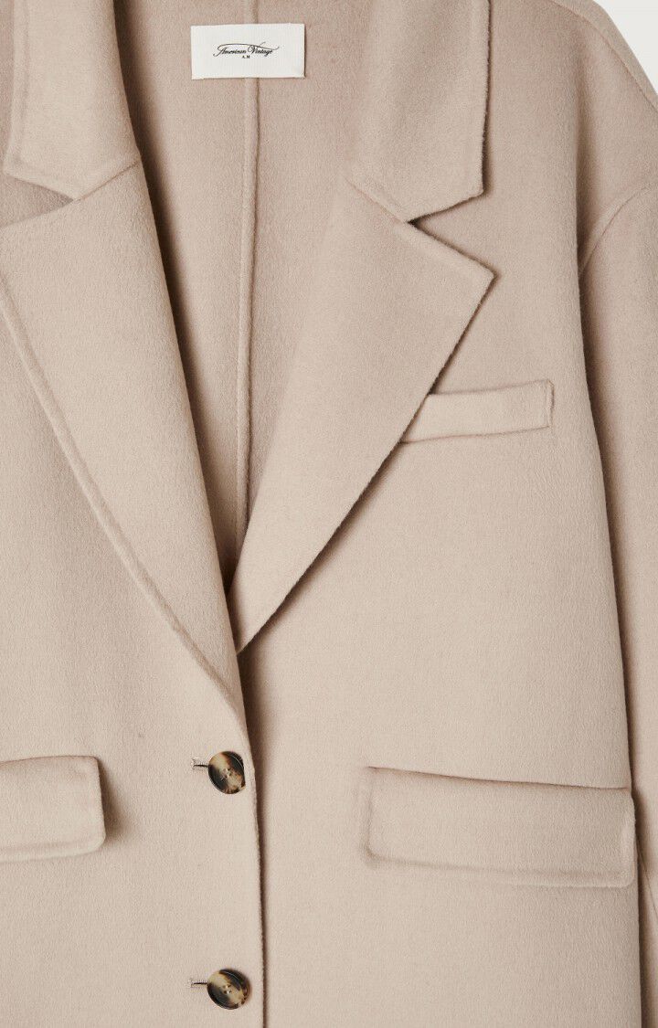 American Vintage beiger Mantel aus Wollgemisch - Flatshot Detailansicht Kragen