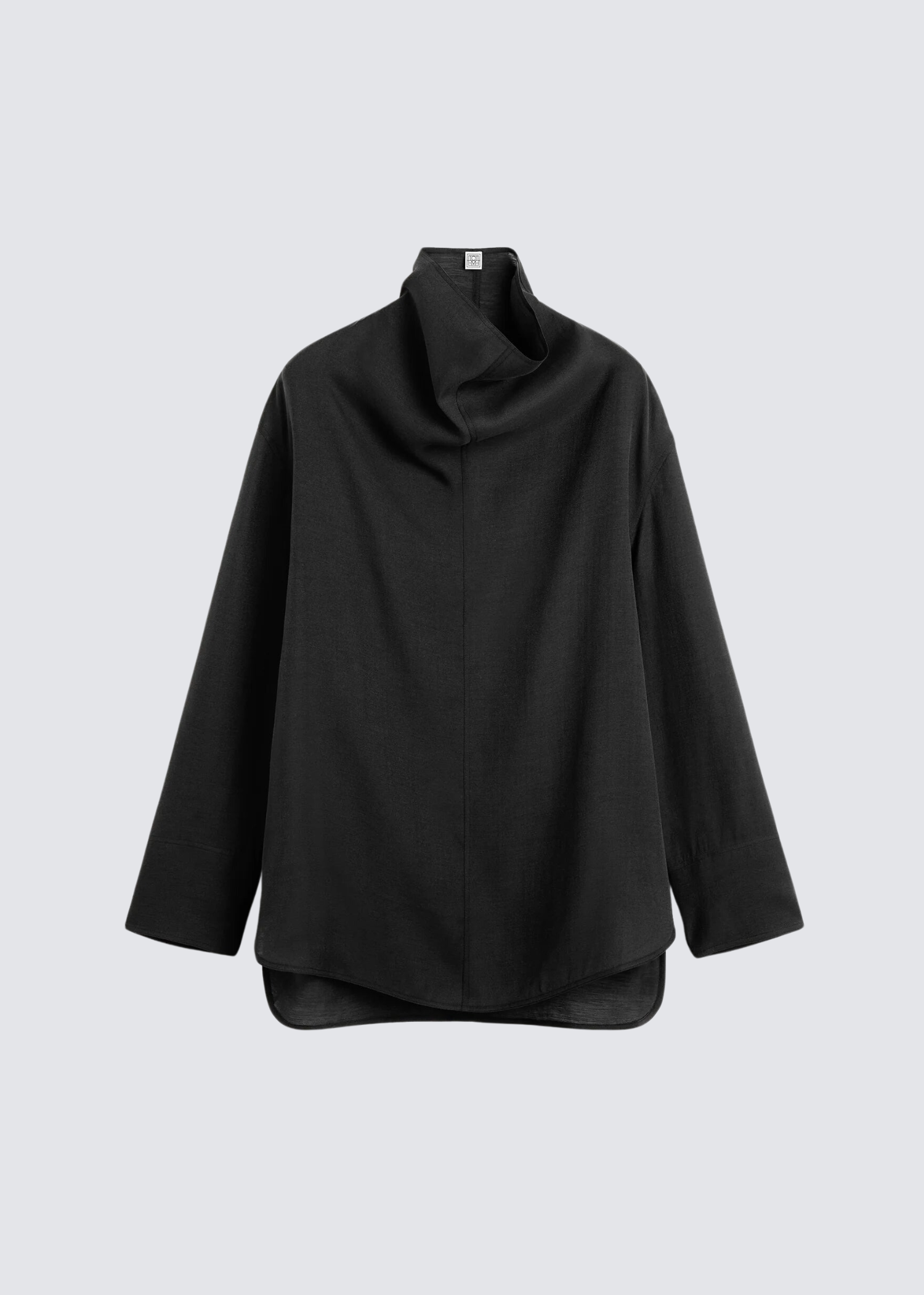 Funnel-Neck, Black, Organza Bluse