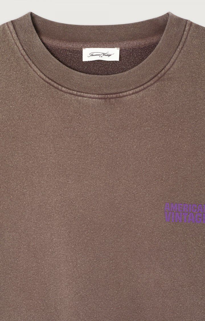 American Vintage braunes Sweatshirt aus Baumwolle - Flatshot Detailansicht Kragen