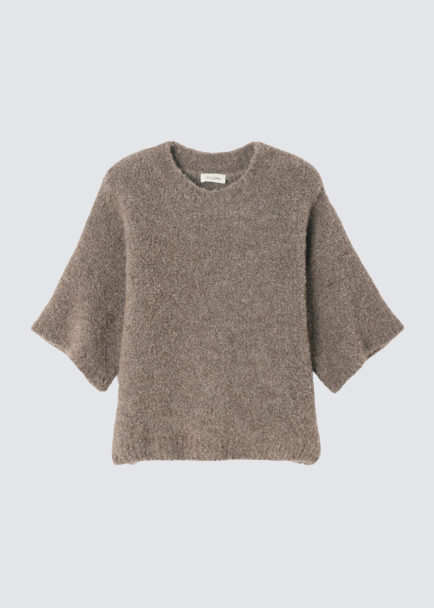 Kurz Arm Strickpullover in Braun. Flat Shot.