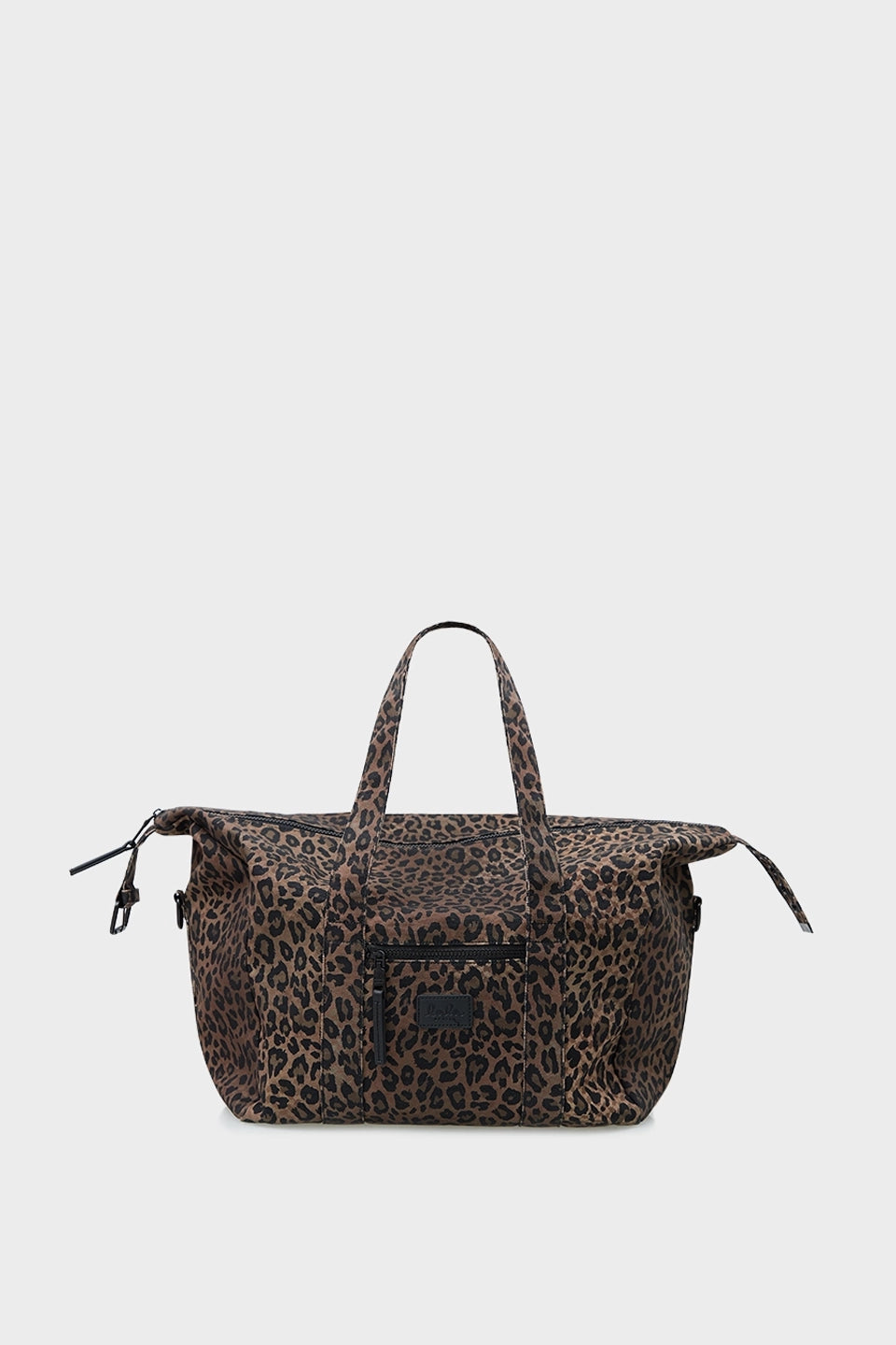 LALA BERLIN dunkelbraune Weekender-Tasche mit Leopardenmuster aus Baumwolle - Flatshot