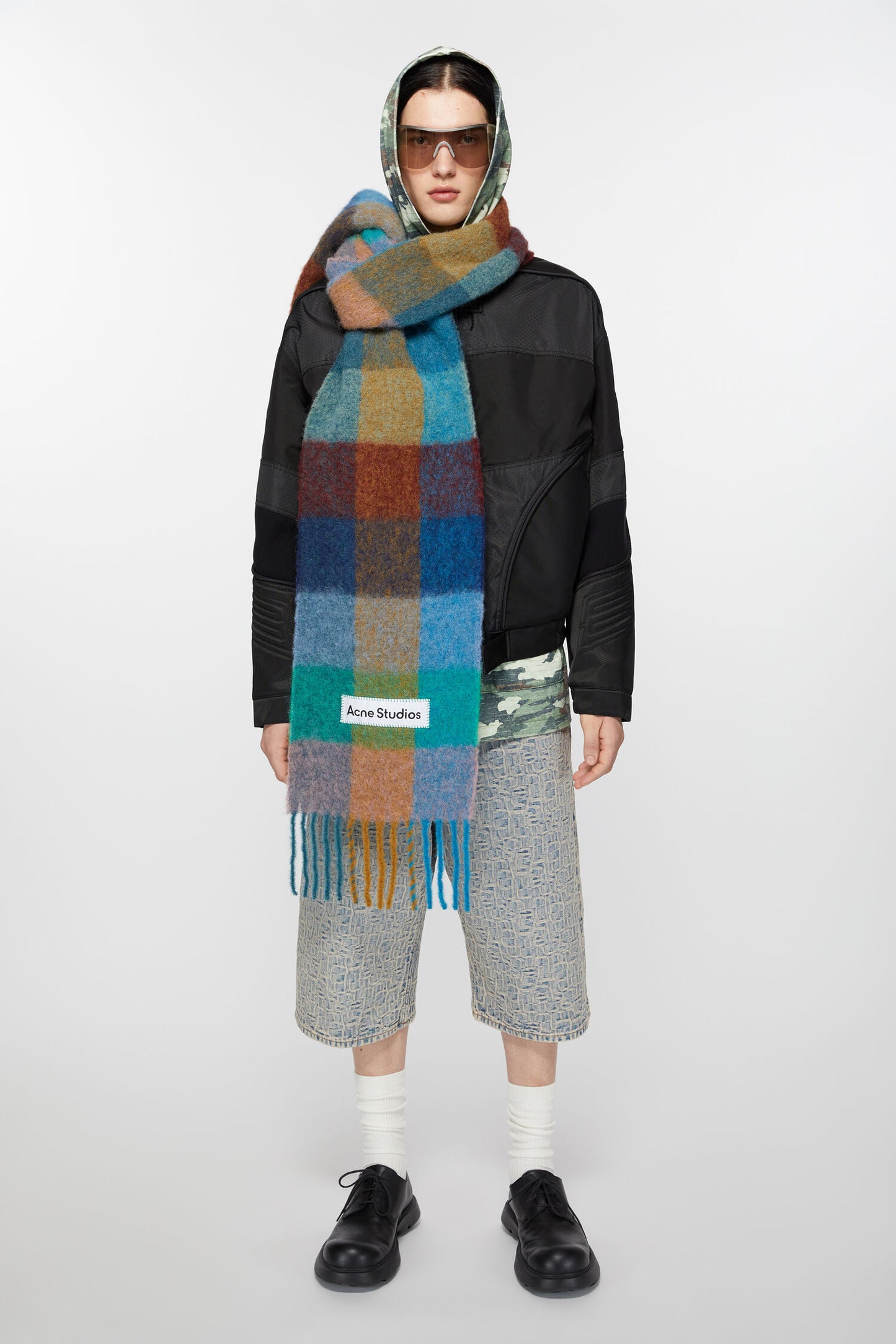 Woll-Mohair-Schal, Turq/Camel/Blue, Scarf