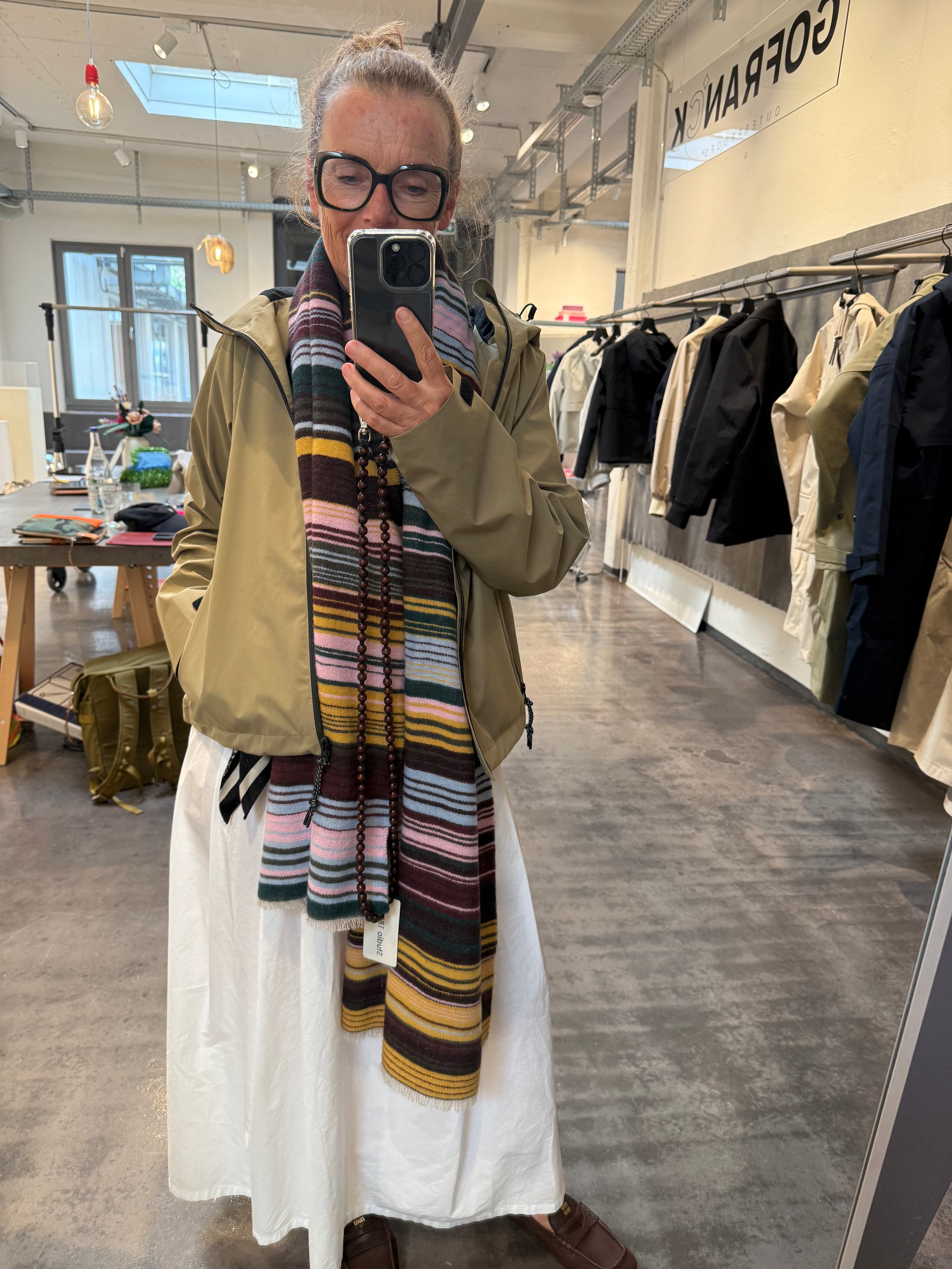Ariana, blue/pink/yellow, wool scarf 